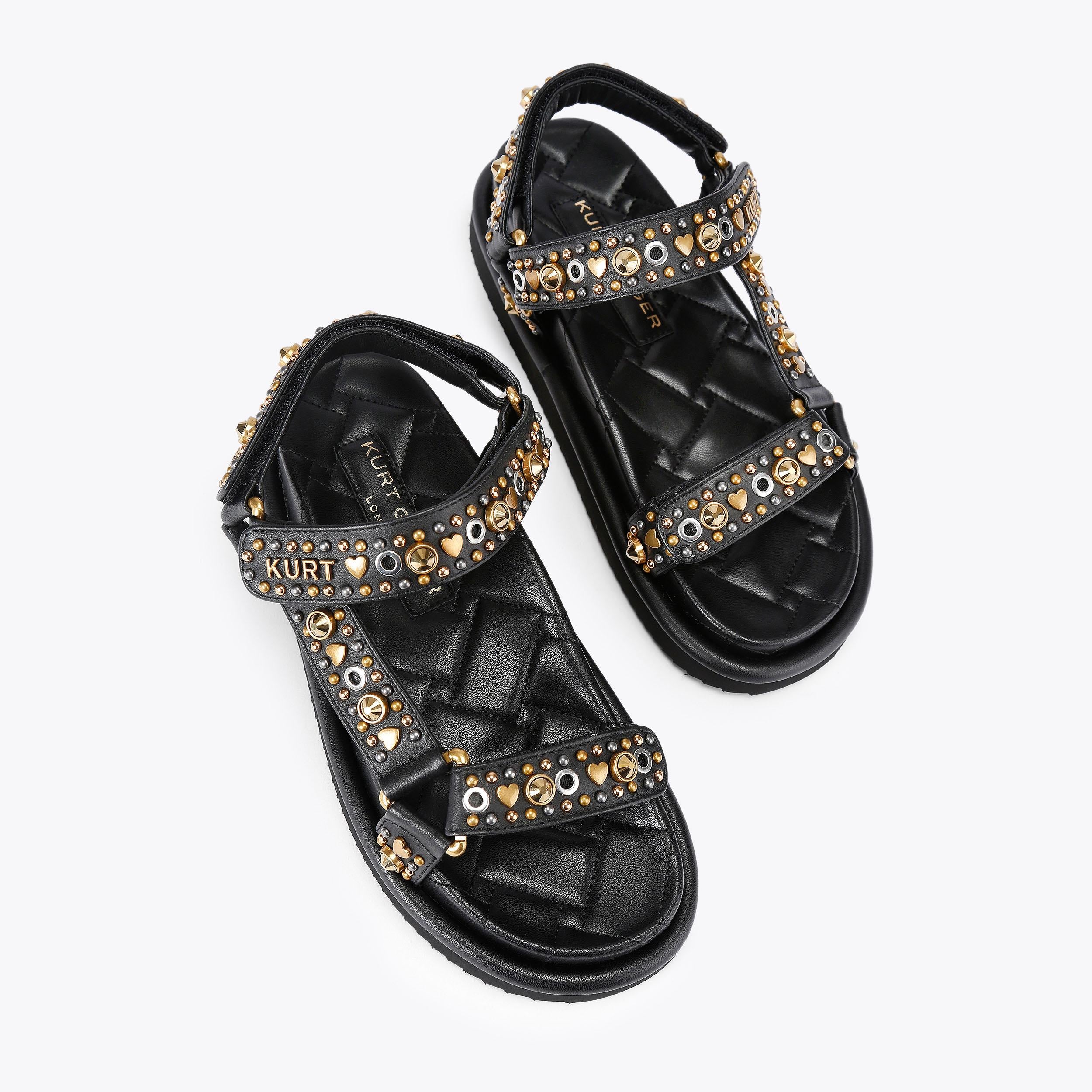 Orson Sandal — Black Studded Leather Sandal, view 4
