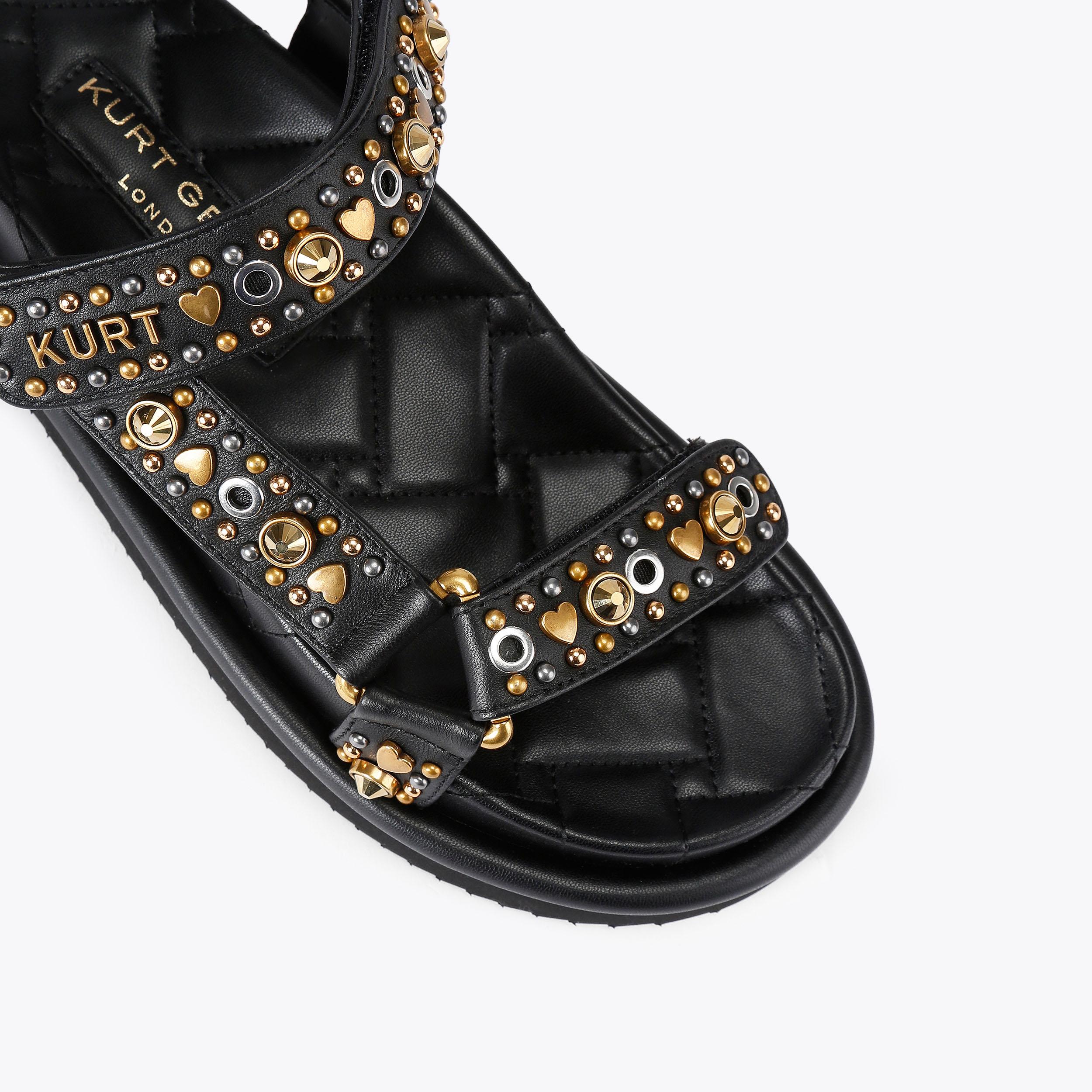 Orson Sandal — Black Studded Leather Sandal, view 5