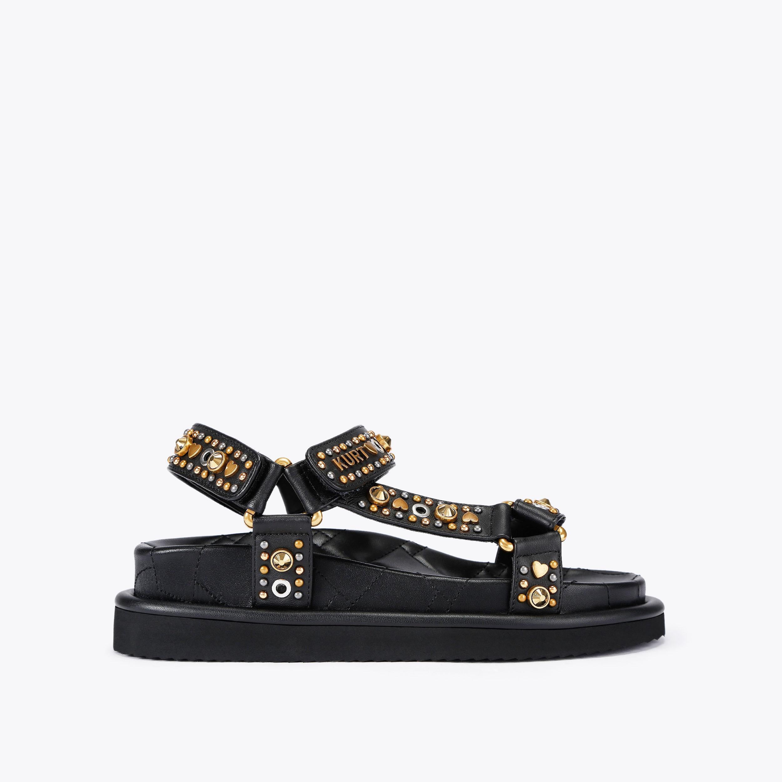 Orson Sandal — Black Studded Leather Sandal, side profile