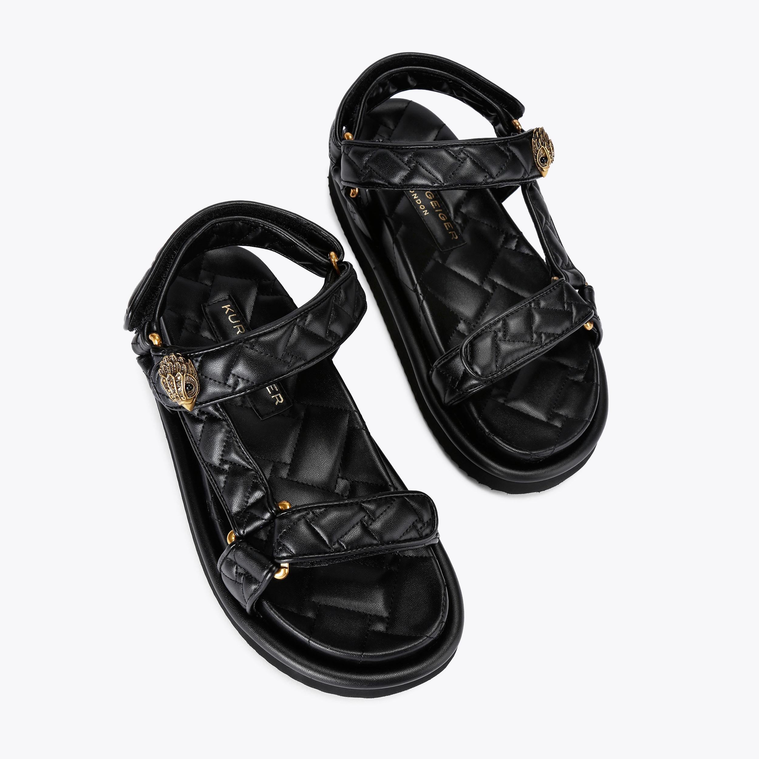 Orson — Black Quilted Velcro Sandal, view 4