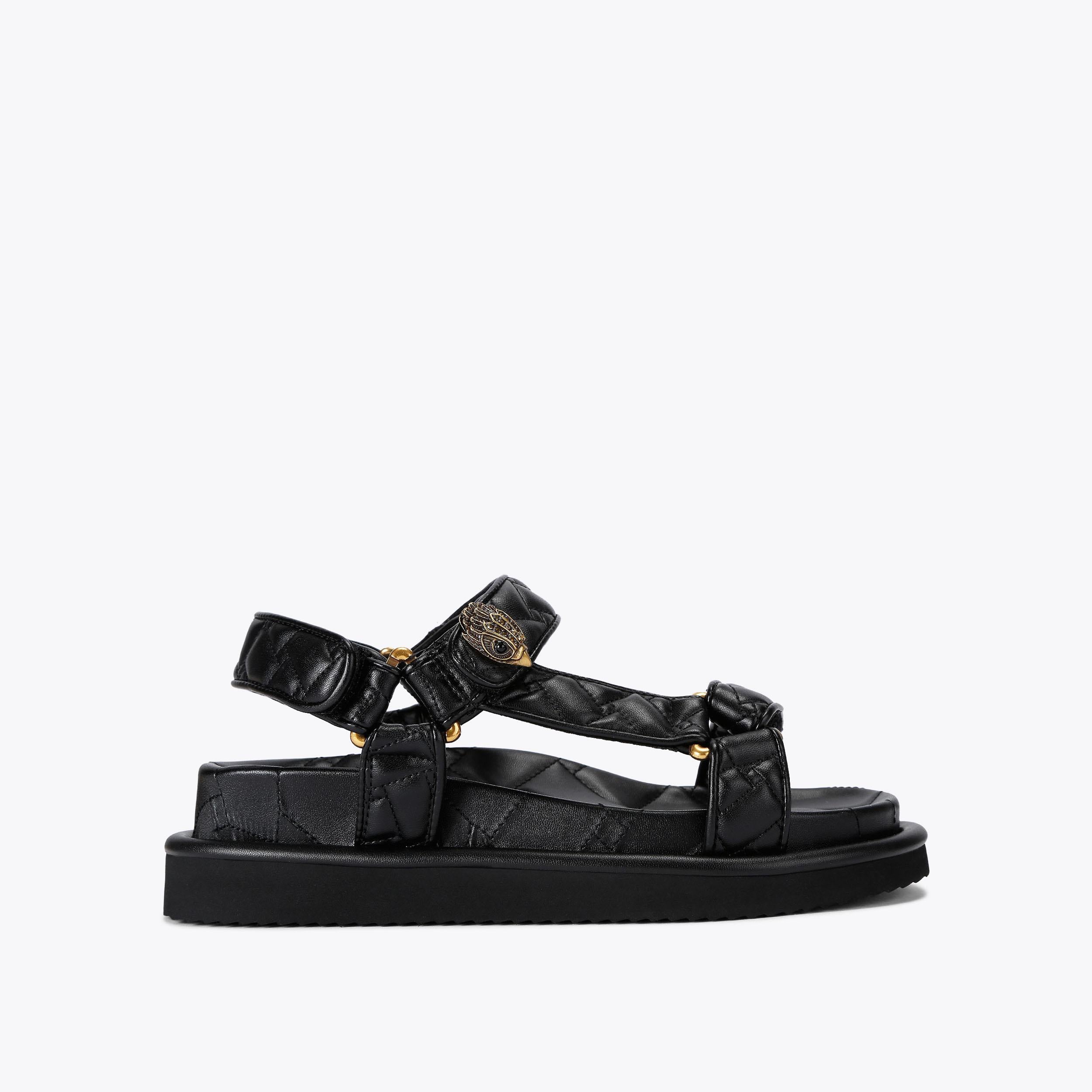Orson — Black Quilted Velcro Sandal, side profile