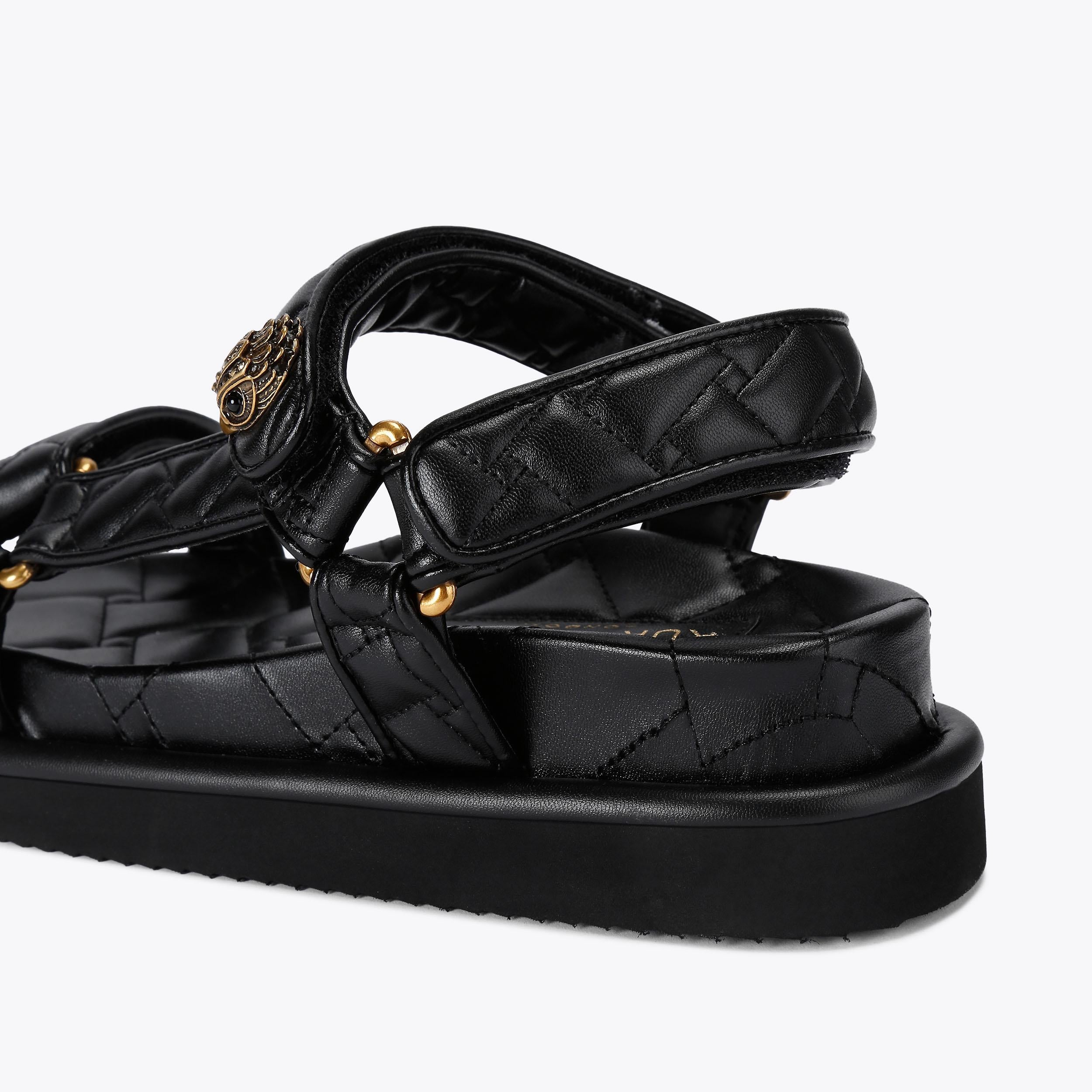 Orson — Black Quilted Velcro Sandal, detail