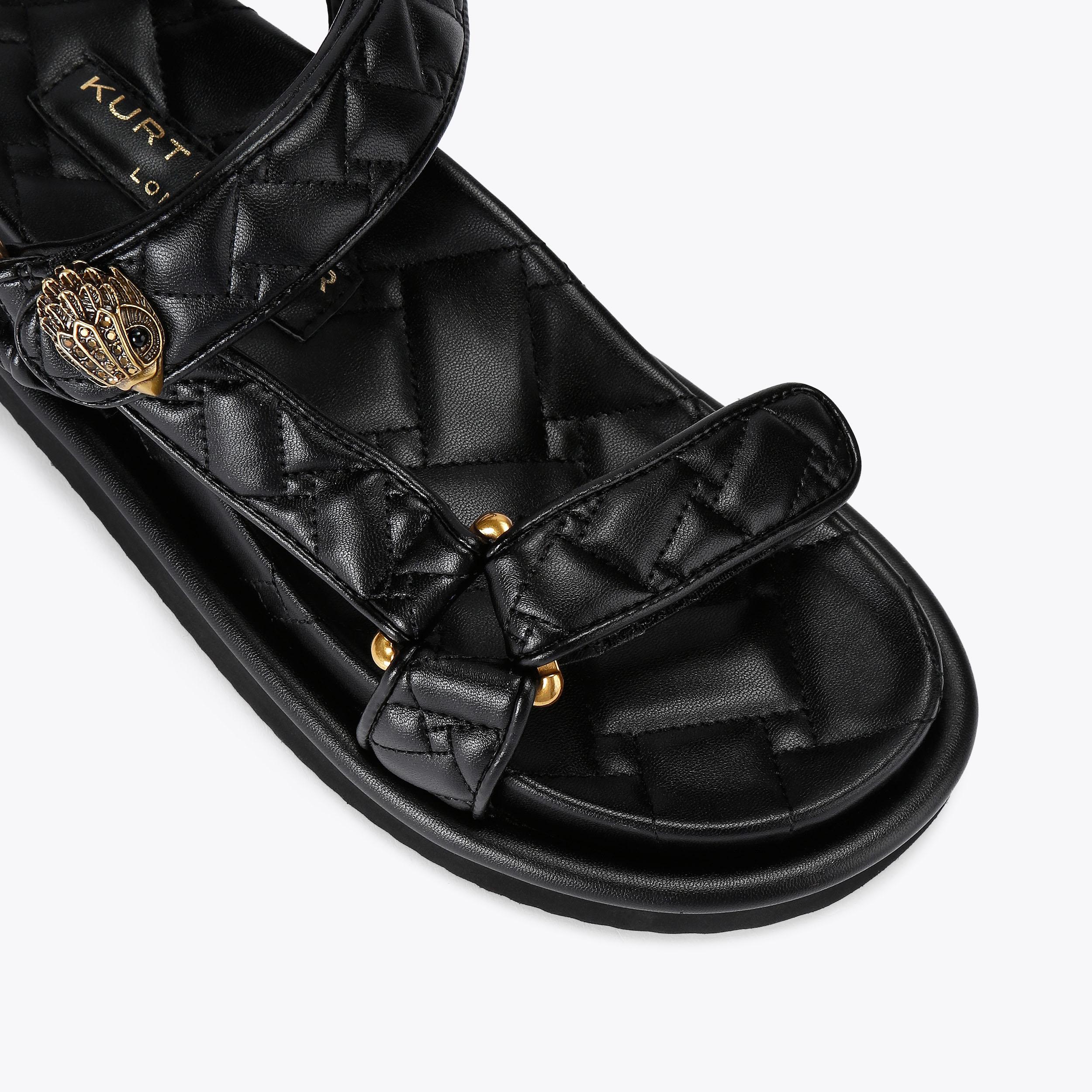 Orson — Black Quilted Velcro Sandal, view 5