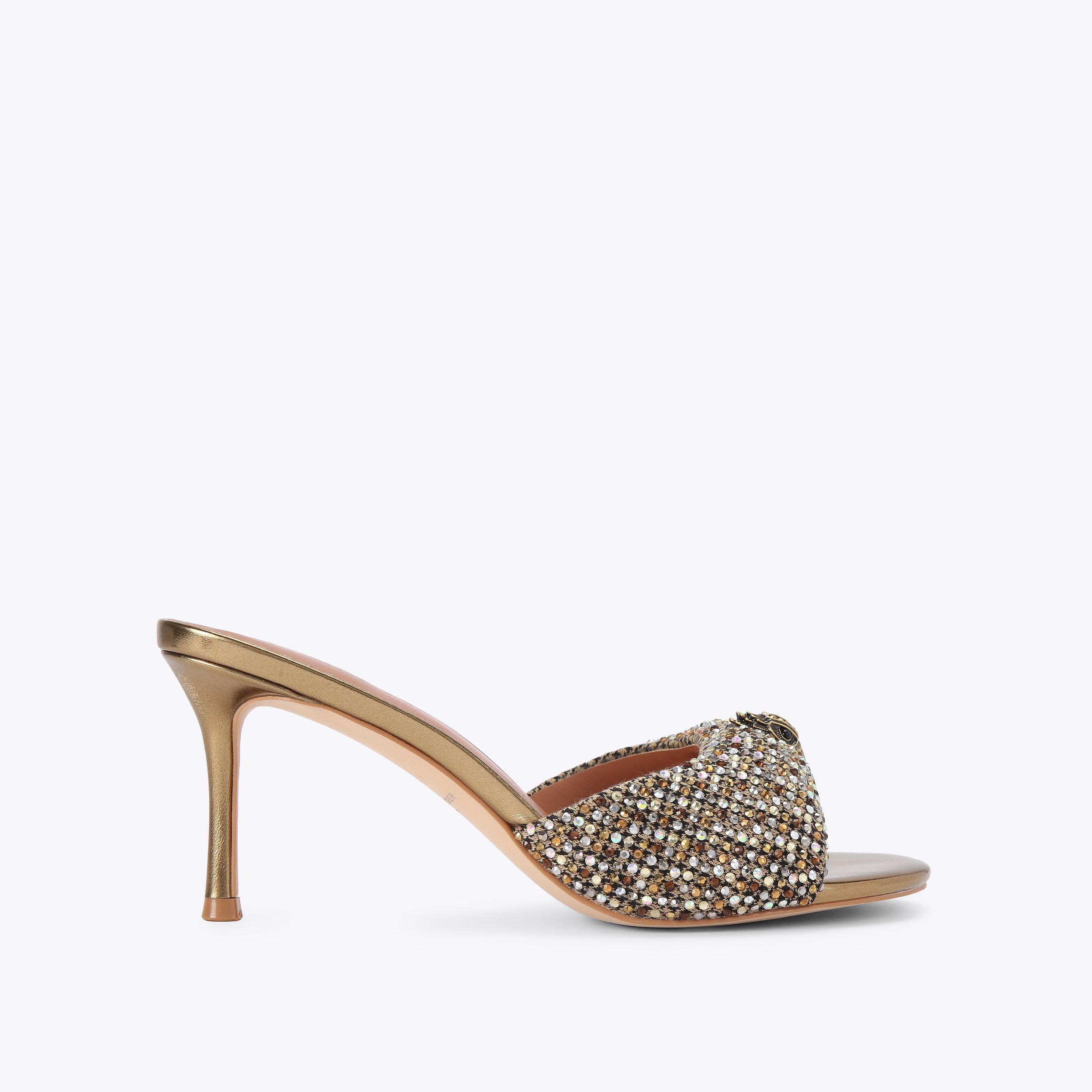 Oxford Heel Mule — Beige Combination Crystal Sandal, side profile