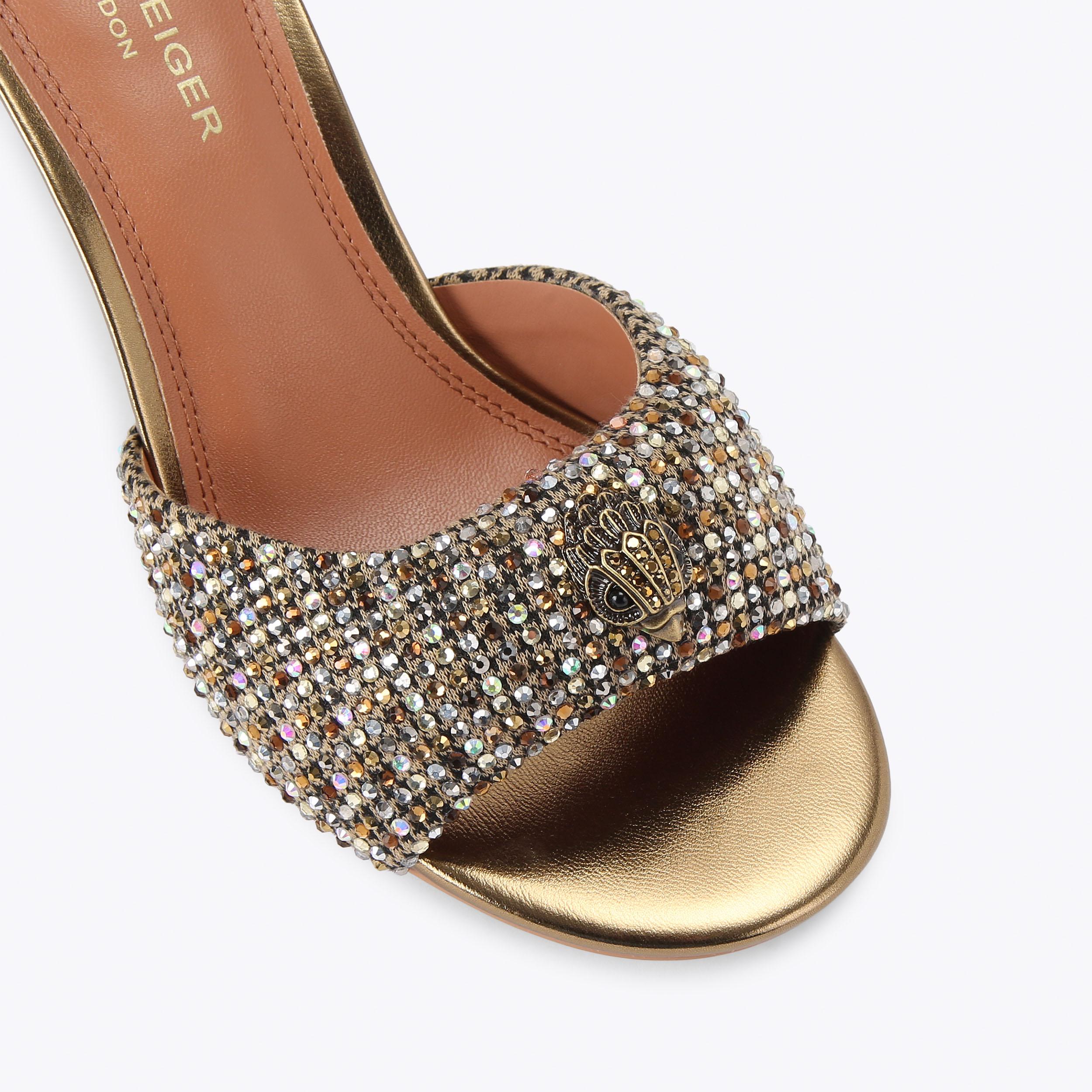 Oxford Heel Mule — Beige Combination Crystal Sandal, view 5