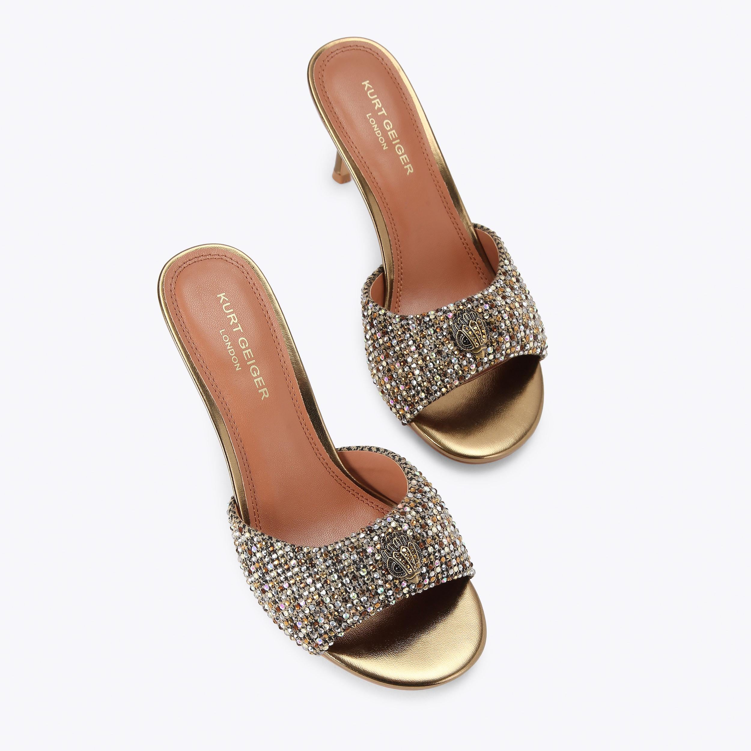 Oxford Heel Mule — Beige Combination Crystal Sandal, view 4