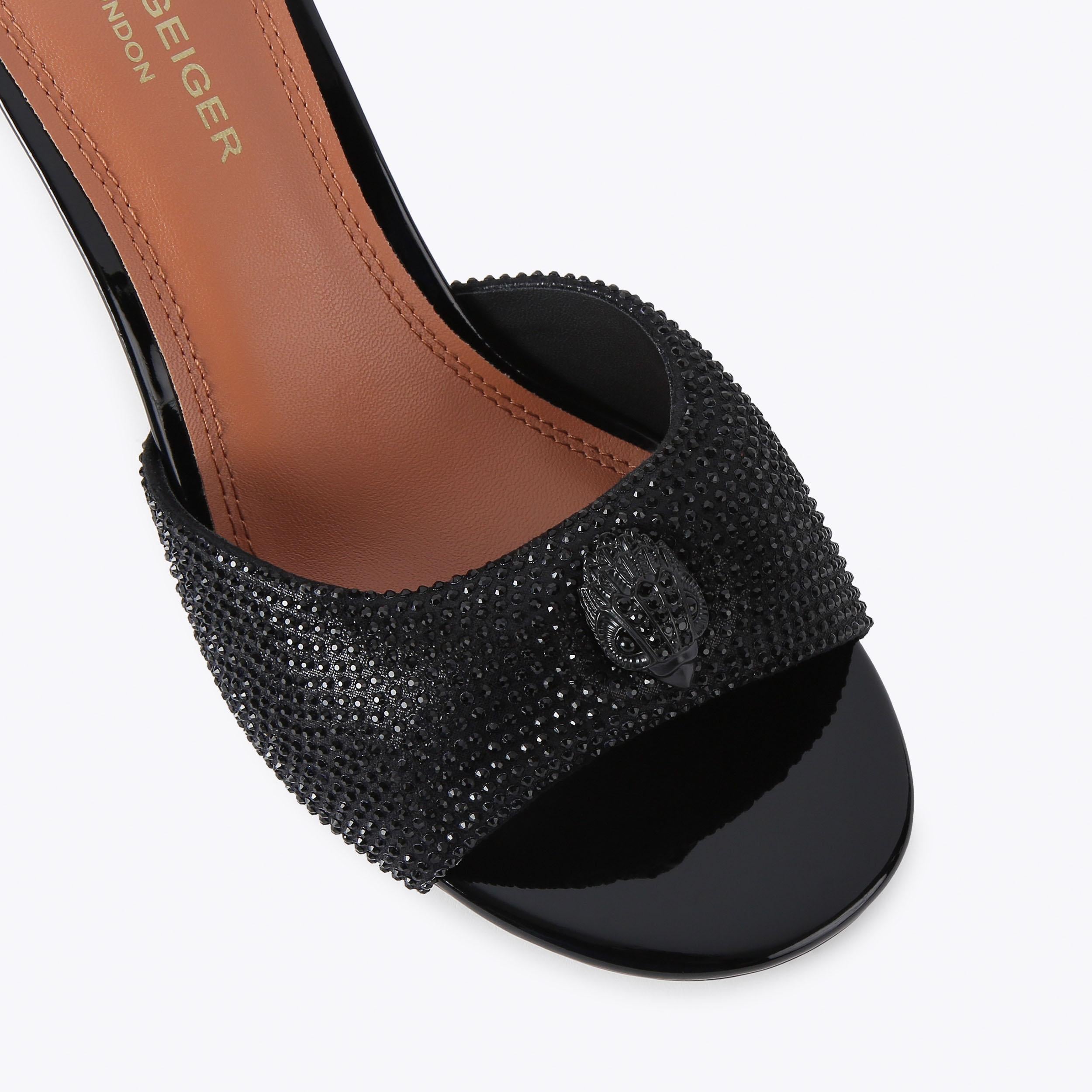Oxford Drench Mule — Black Crystal Heel, view 5