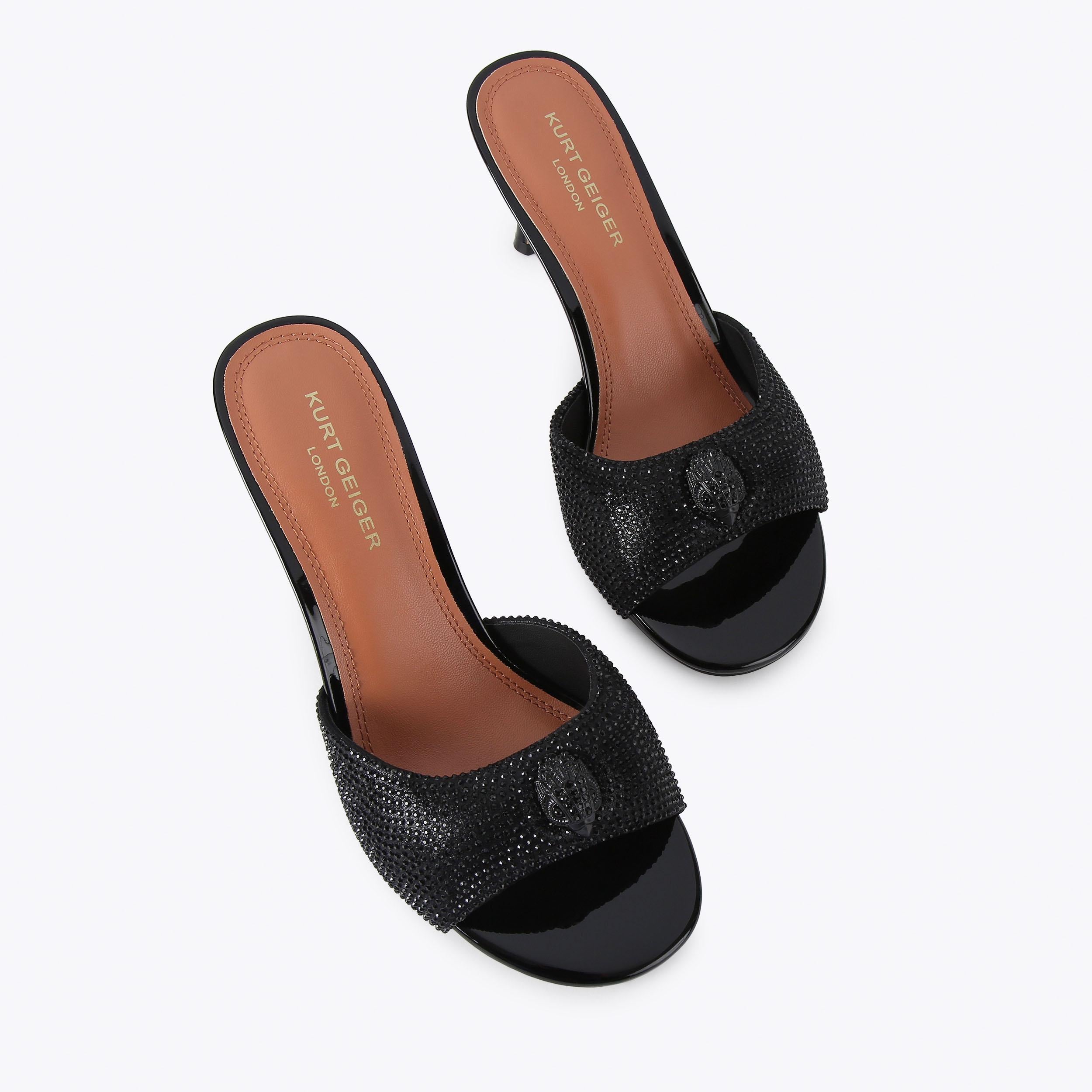 Oxford Drench Mule — Black Crystal Heel, view 4