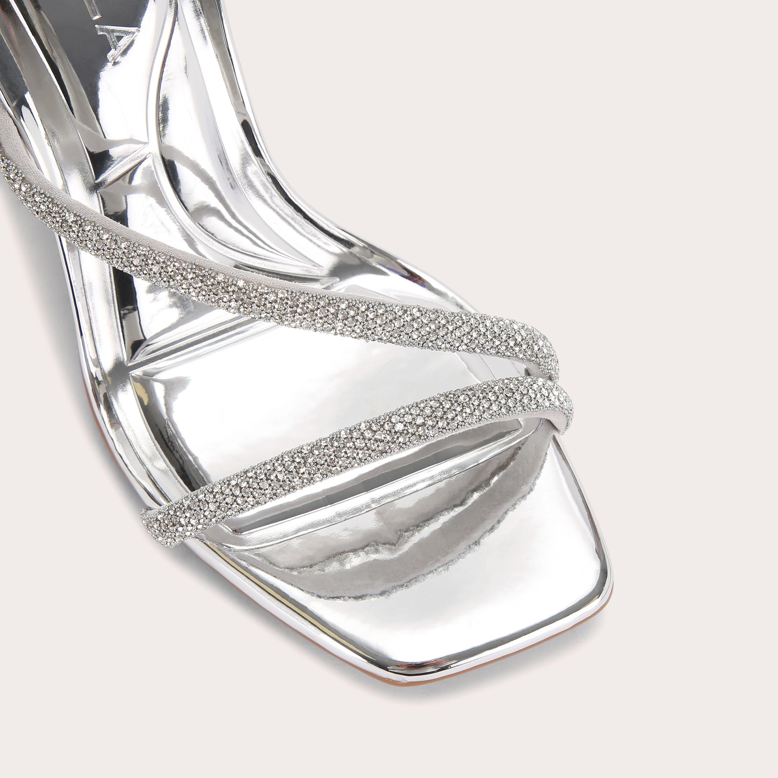 Paparazzi Heel — Silver Crystal Stiletto Sandal, view 5