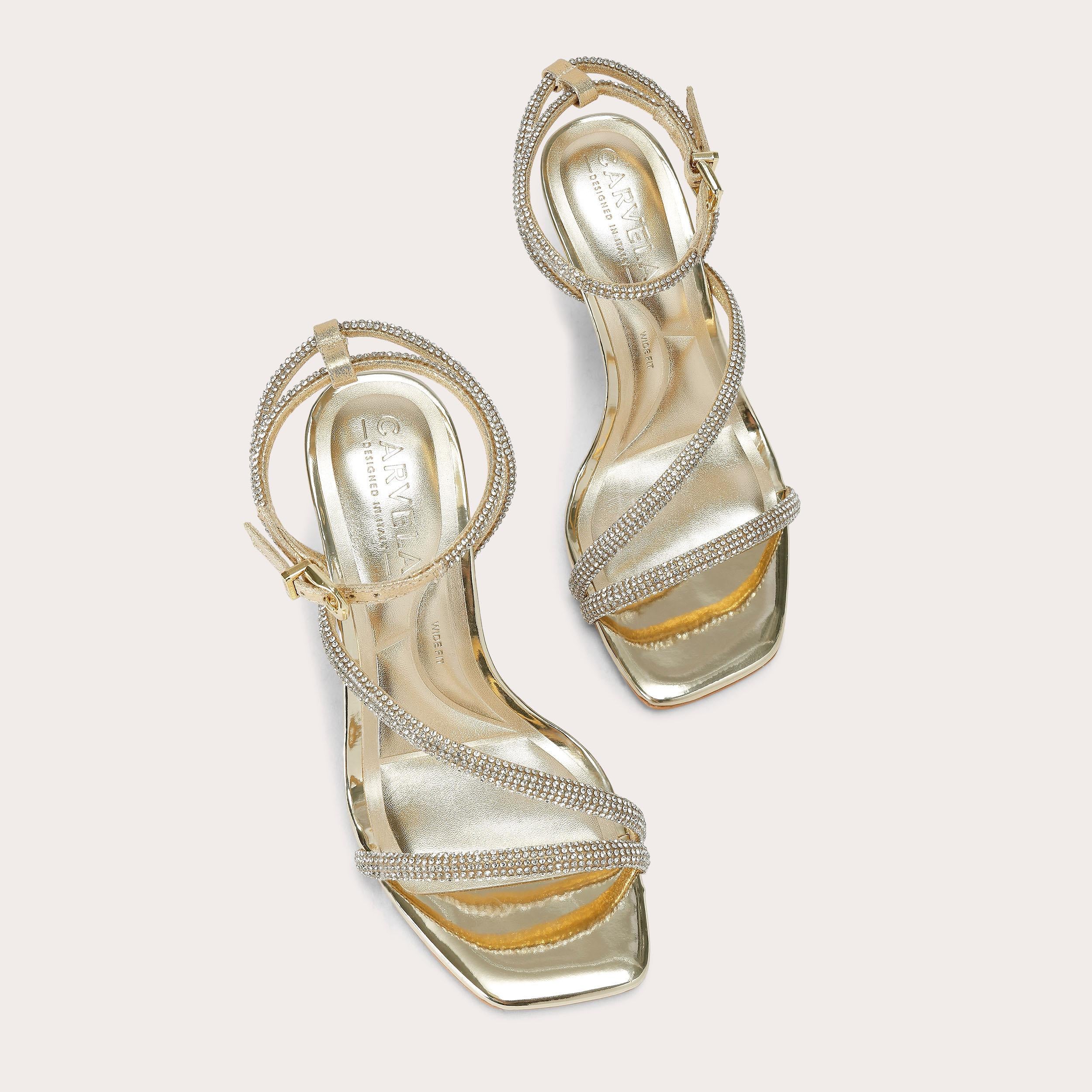 Paparazzi Wide Fit — Gold Crystal Heel, view 4