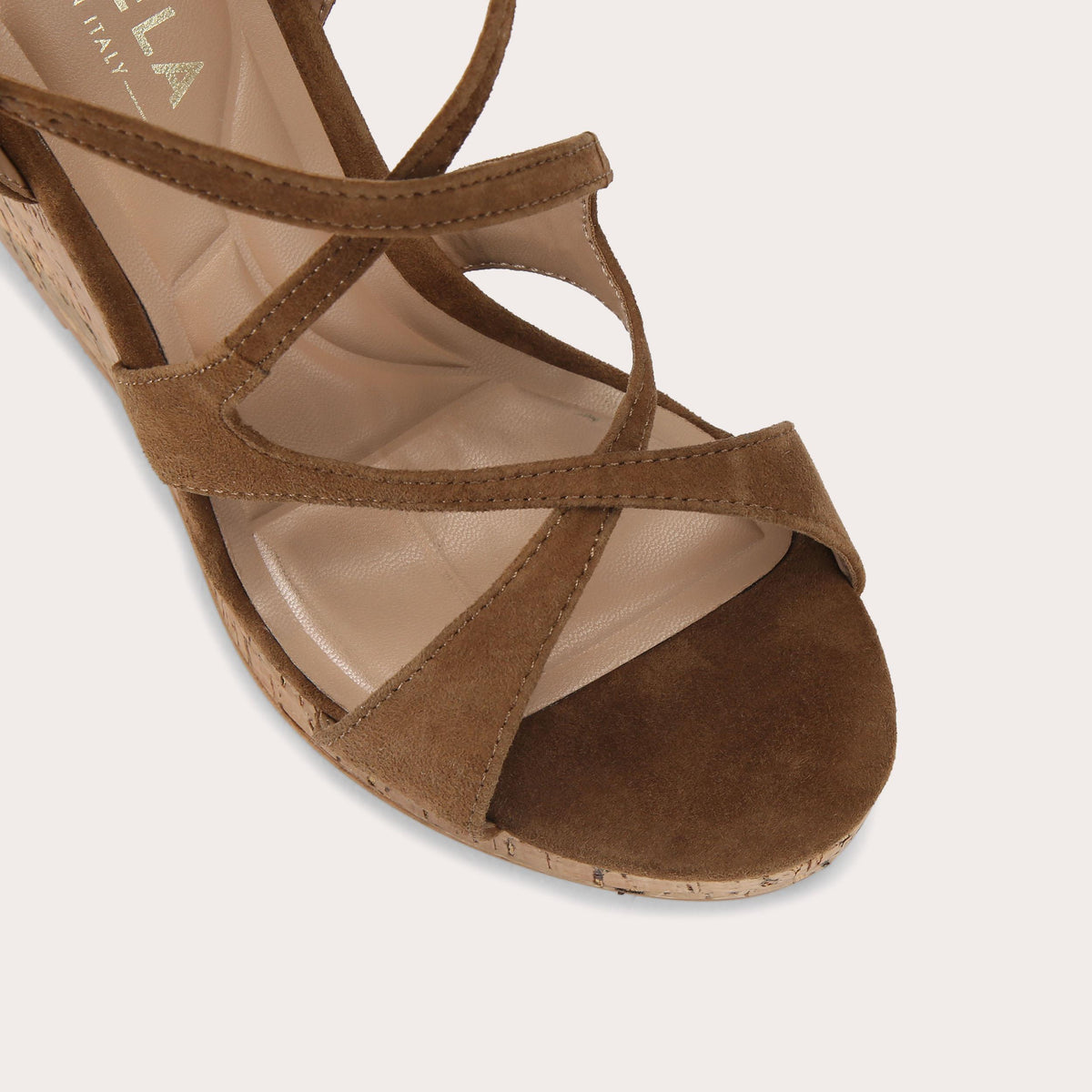 Pavia Wedge — Brown Suede Alternative Sandal, view 5