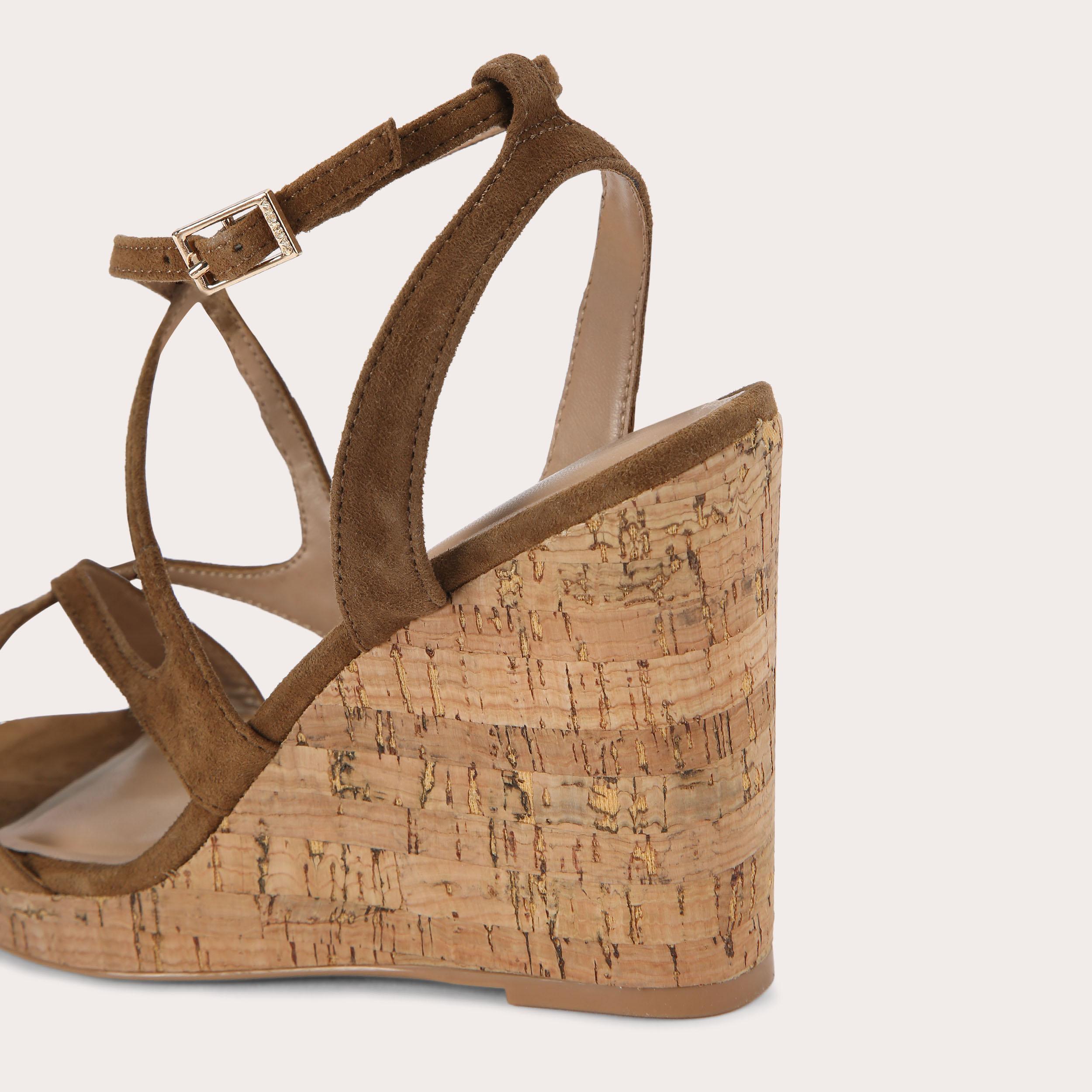Pavia Wedge — Brown Suede Alternative Sandal, detail