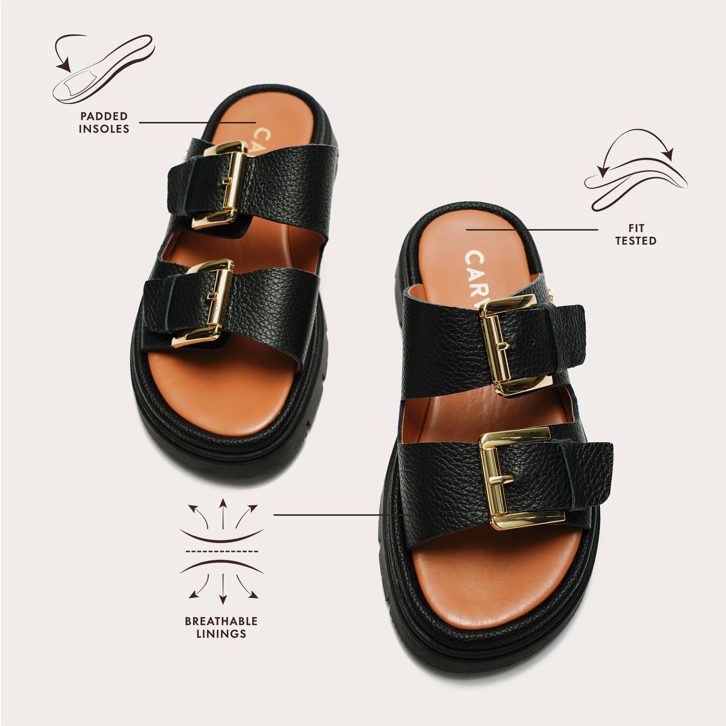 Pavilion — Black Leather Slide Sandal, view 6