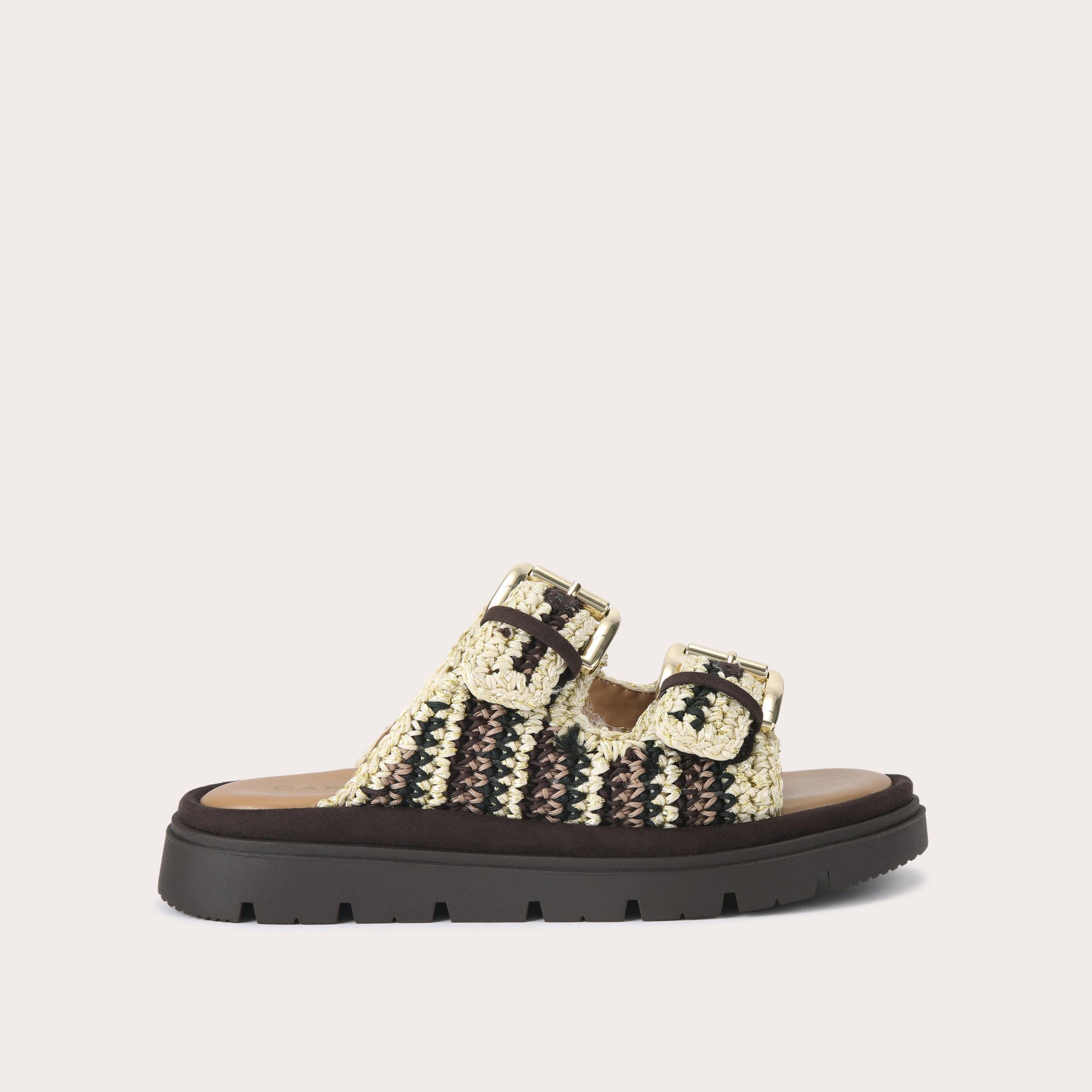 Pavilion Crochet — Dark Brown Combination Sandal, side profile