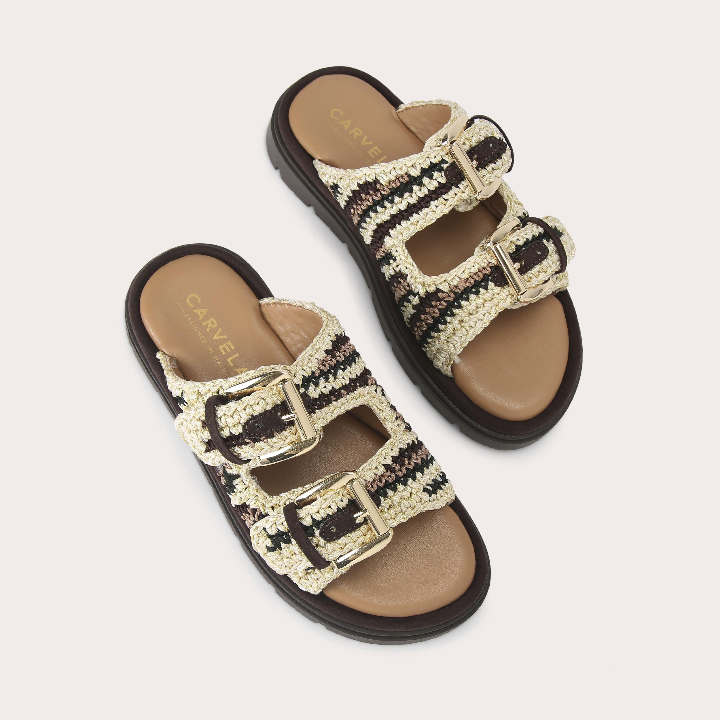 Pavilion Crochet — Dark Brown Combination Sandal, view 4