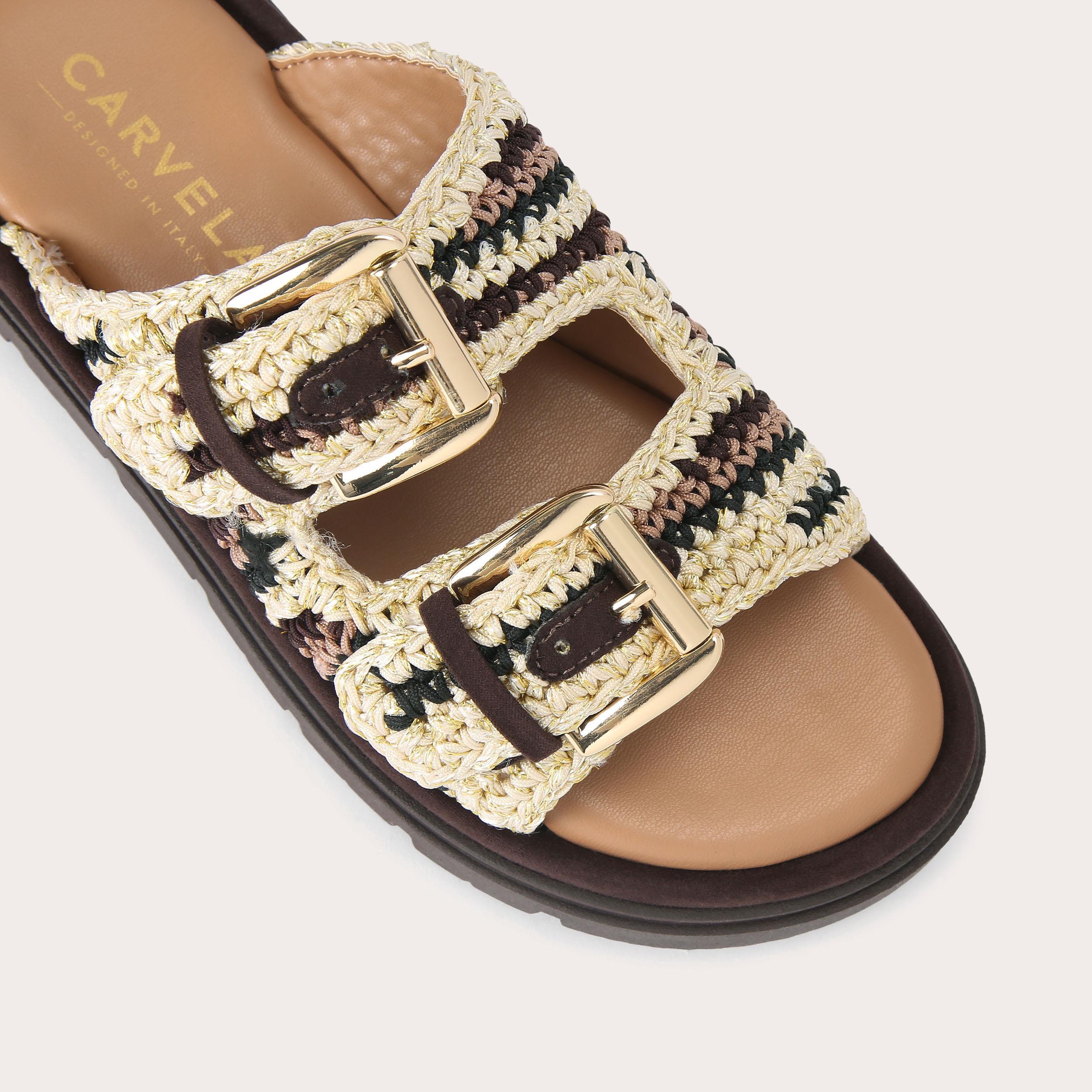 Pavilion Crochet — Dark Brown Combination Sandal, view 5