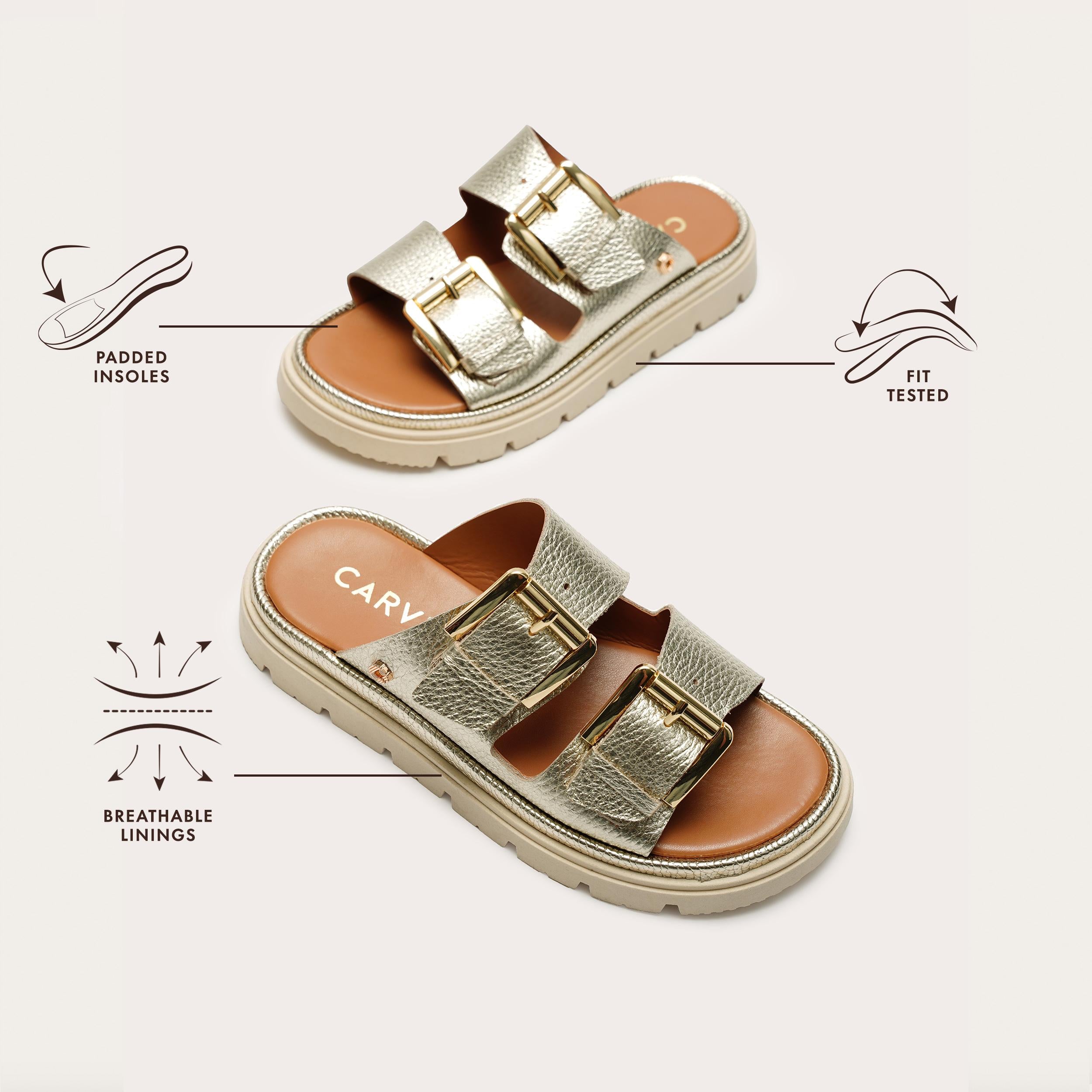 Pavilion — Metallic Gold Leather Sandal, view 6