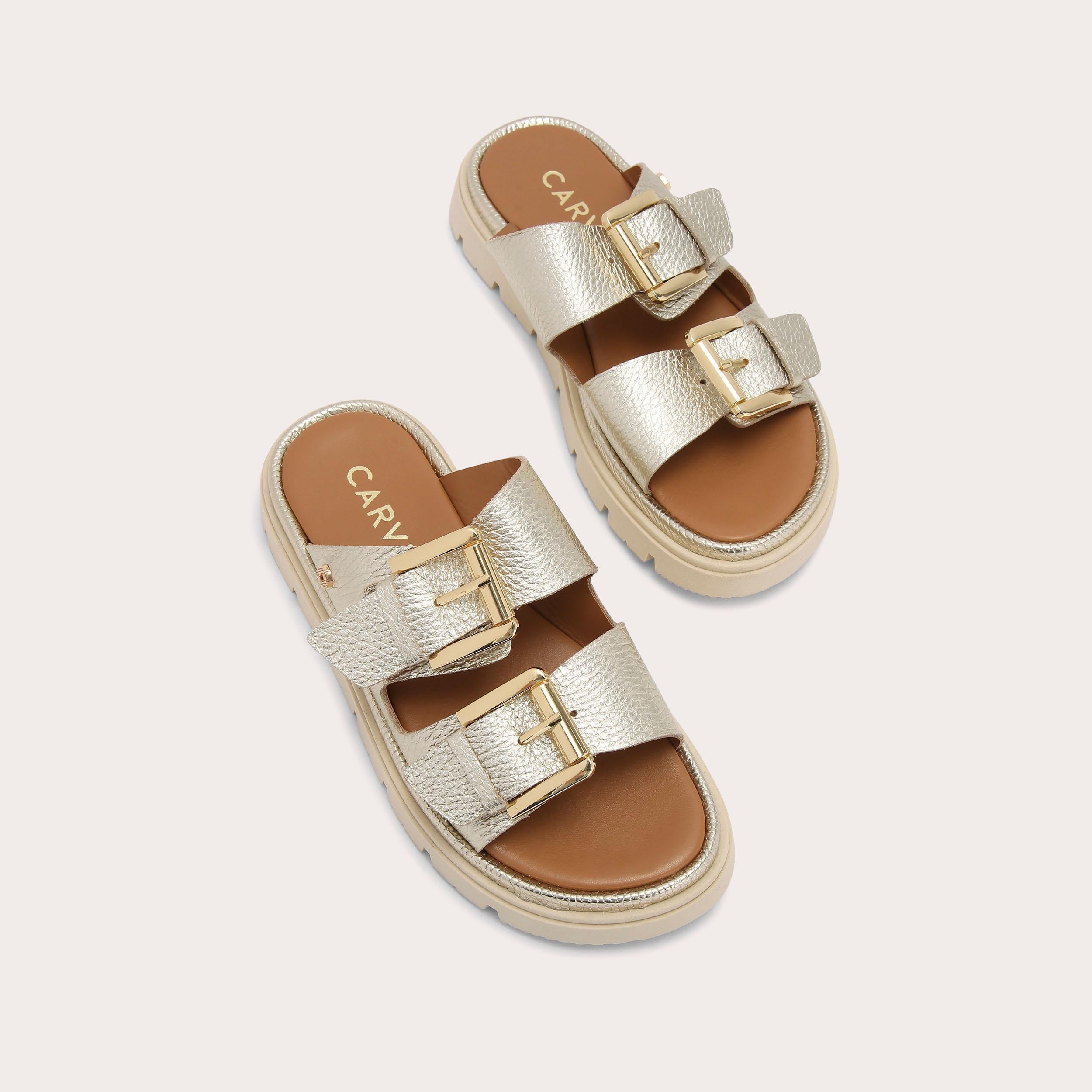 Pavilion — Metallic Gold Leather Sandal, view 3
