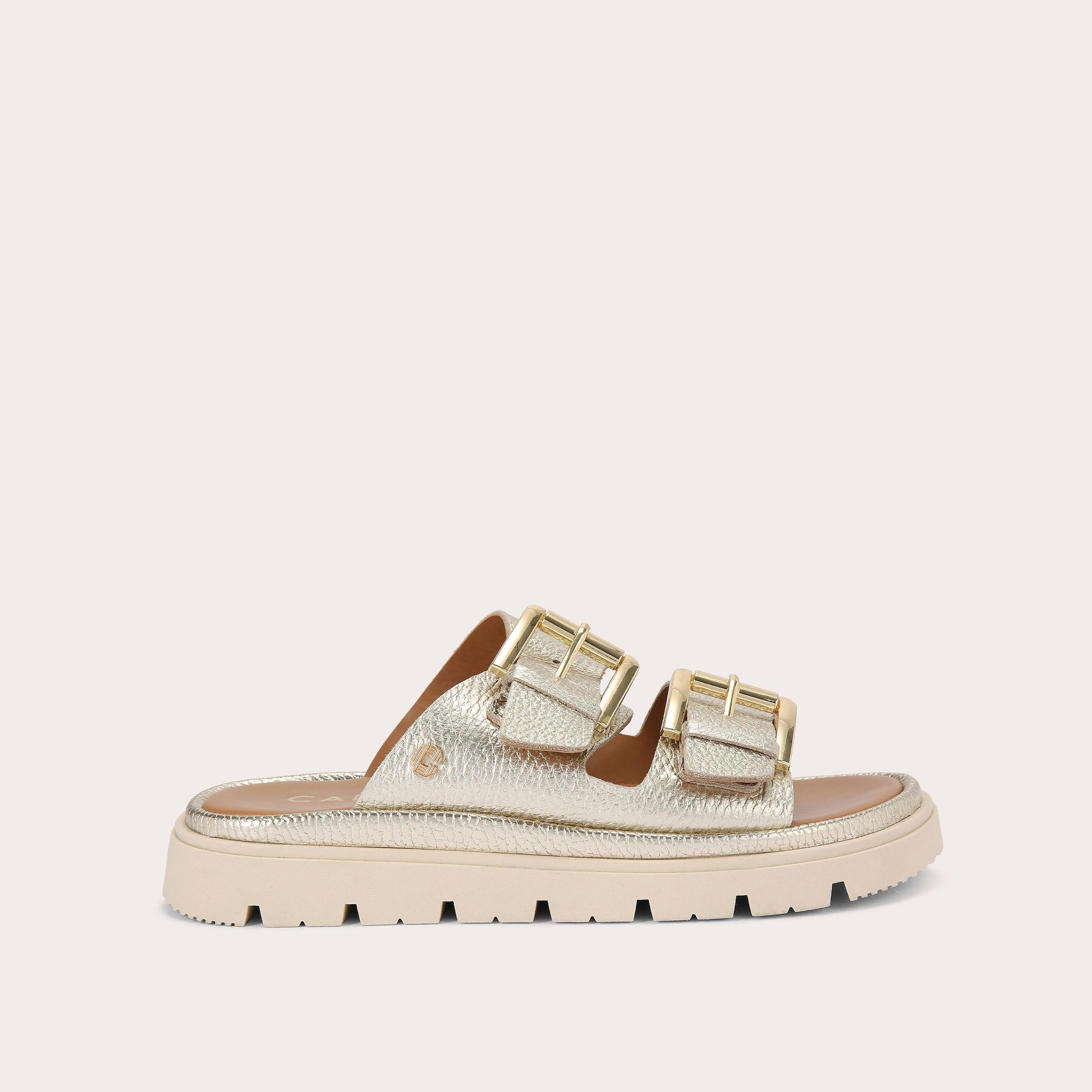 Pavilion — Metallic Gold Leather Sandal, side profile