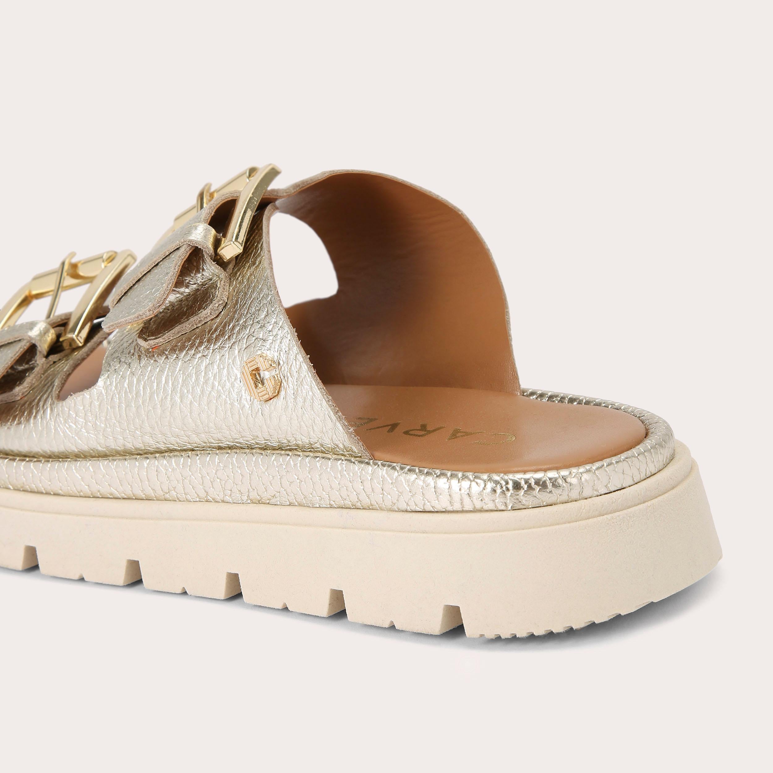 Pavilion — Metallic Gold Leather Sandal, detail