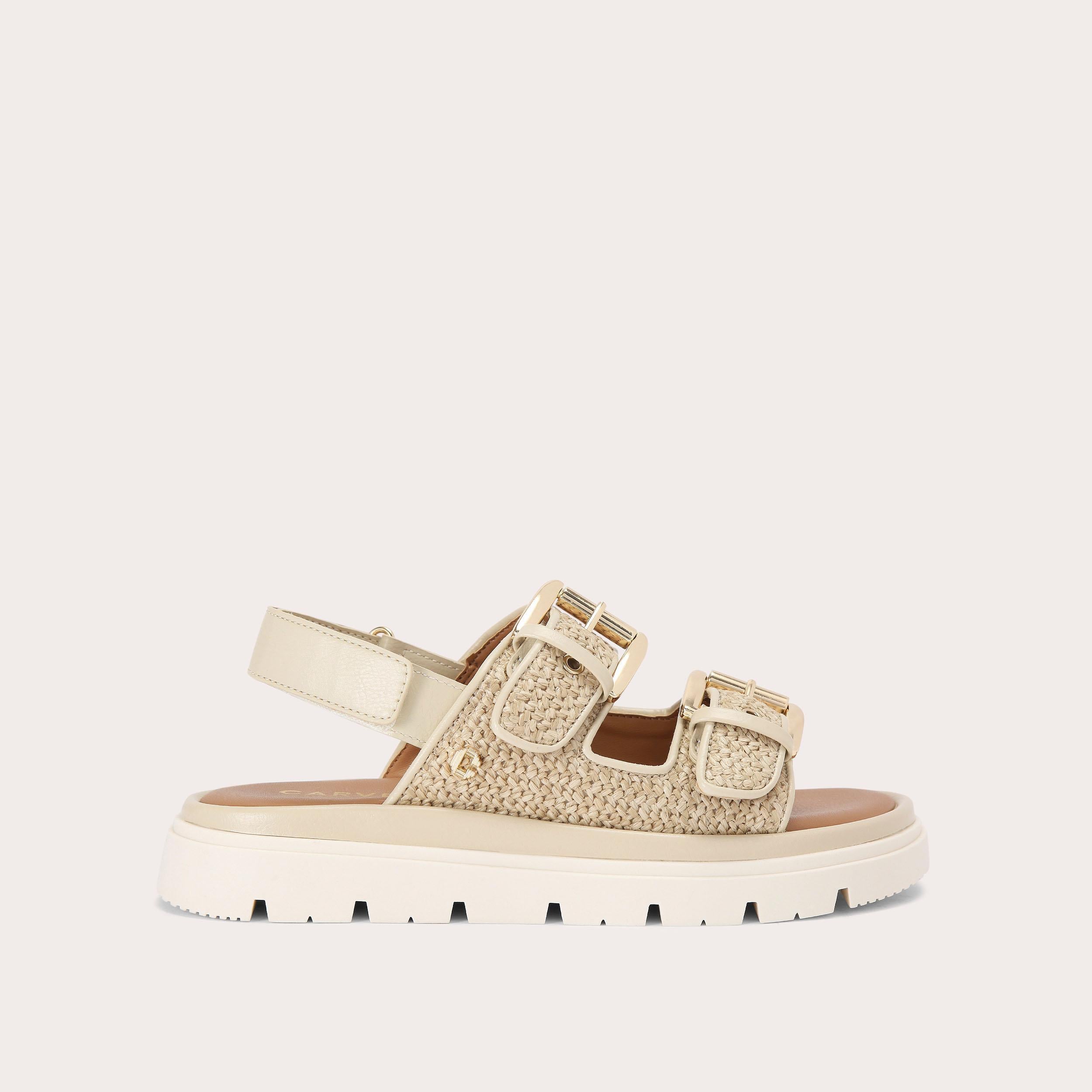 Pavilion Slingback — Beige Raffia Sandal, side profile