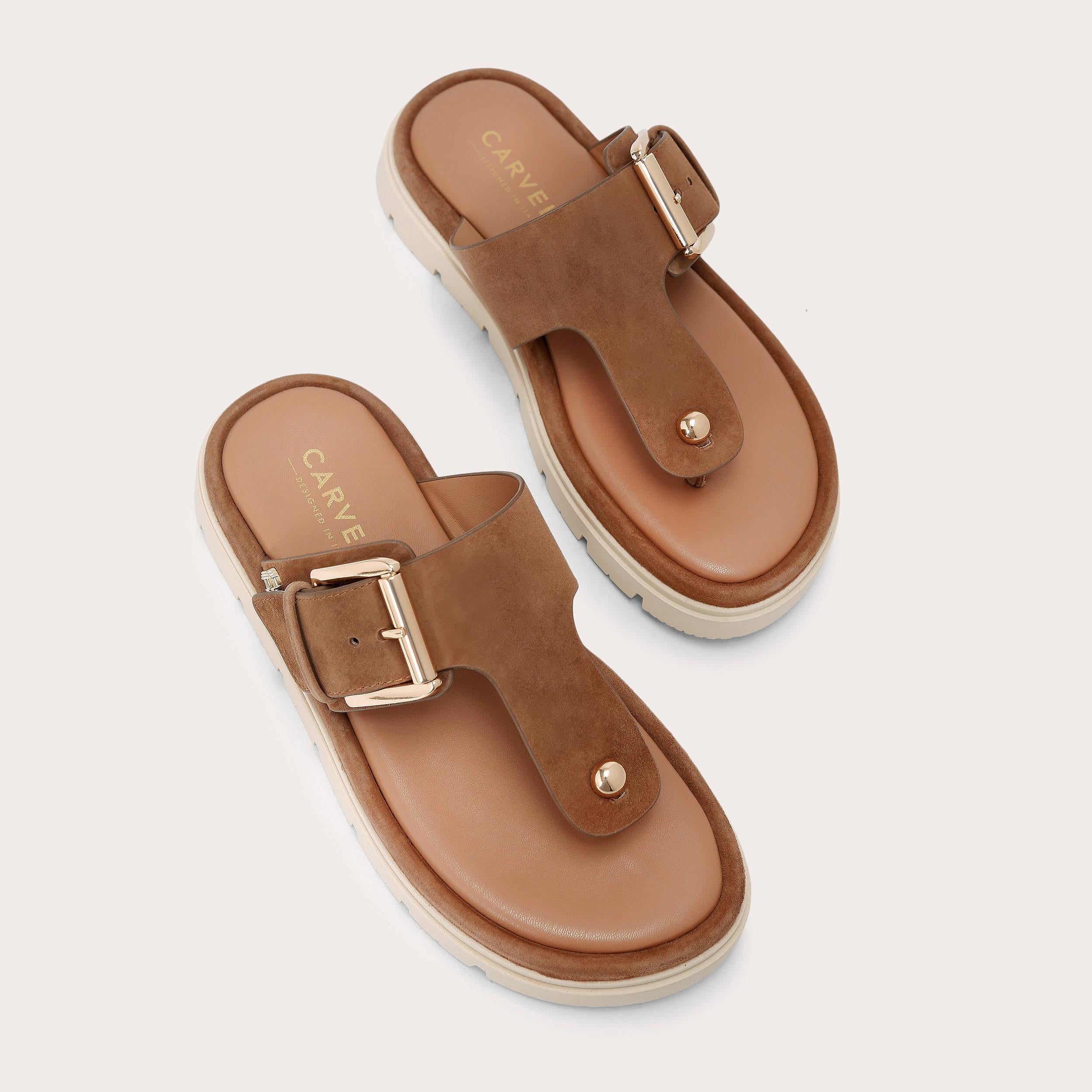 Pavilion T-bar Mule — Brown Suede Sandal, view 1
