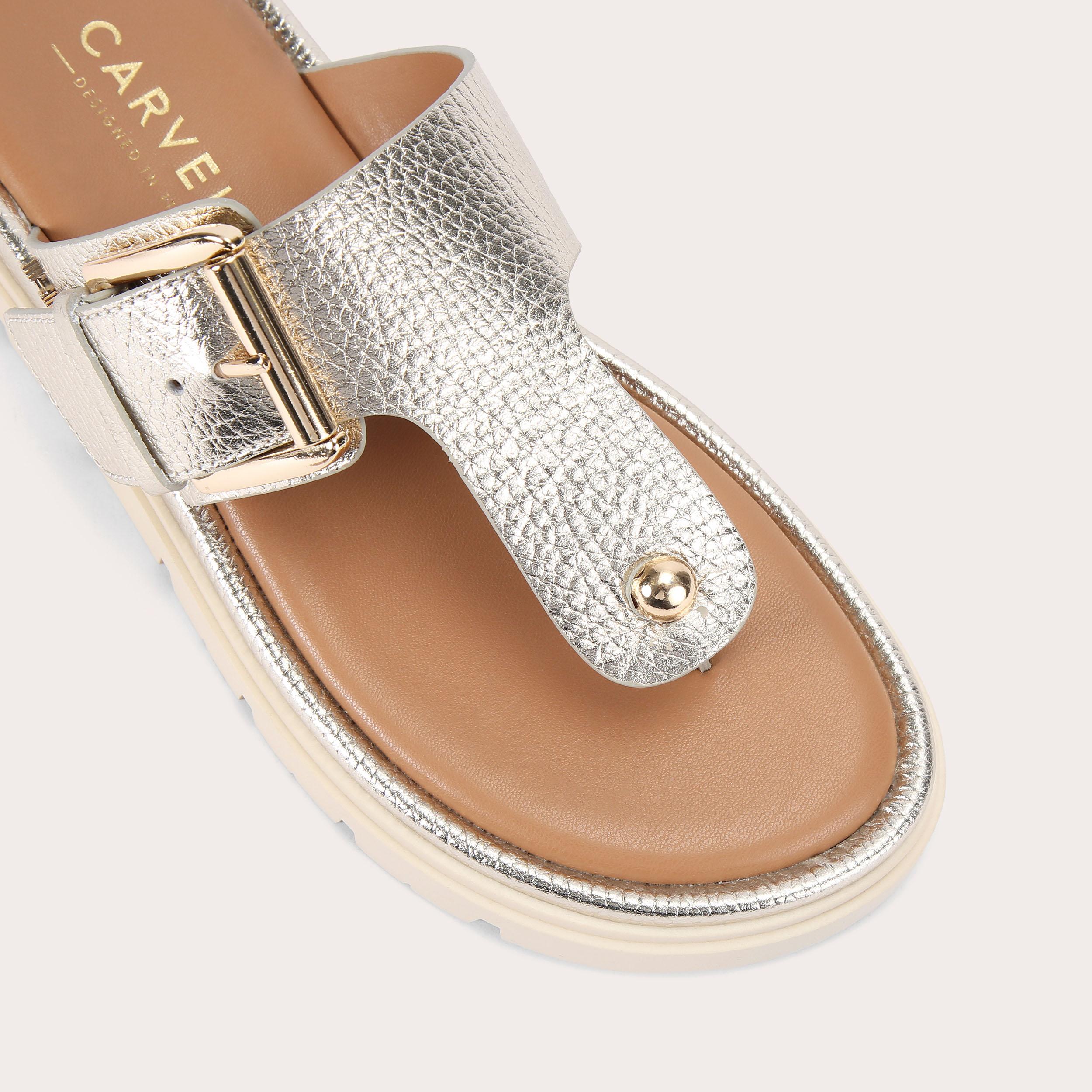 Pavilion T-Bar — Gold Leather Sandal, view 5