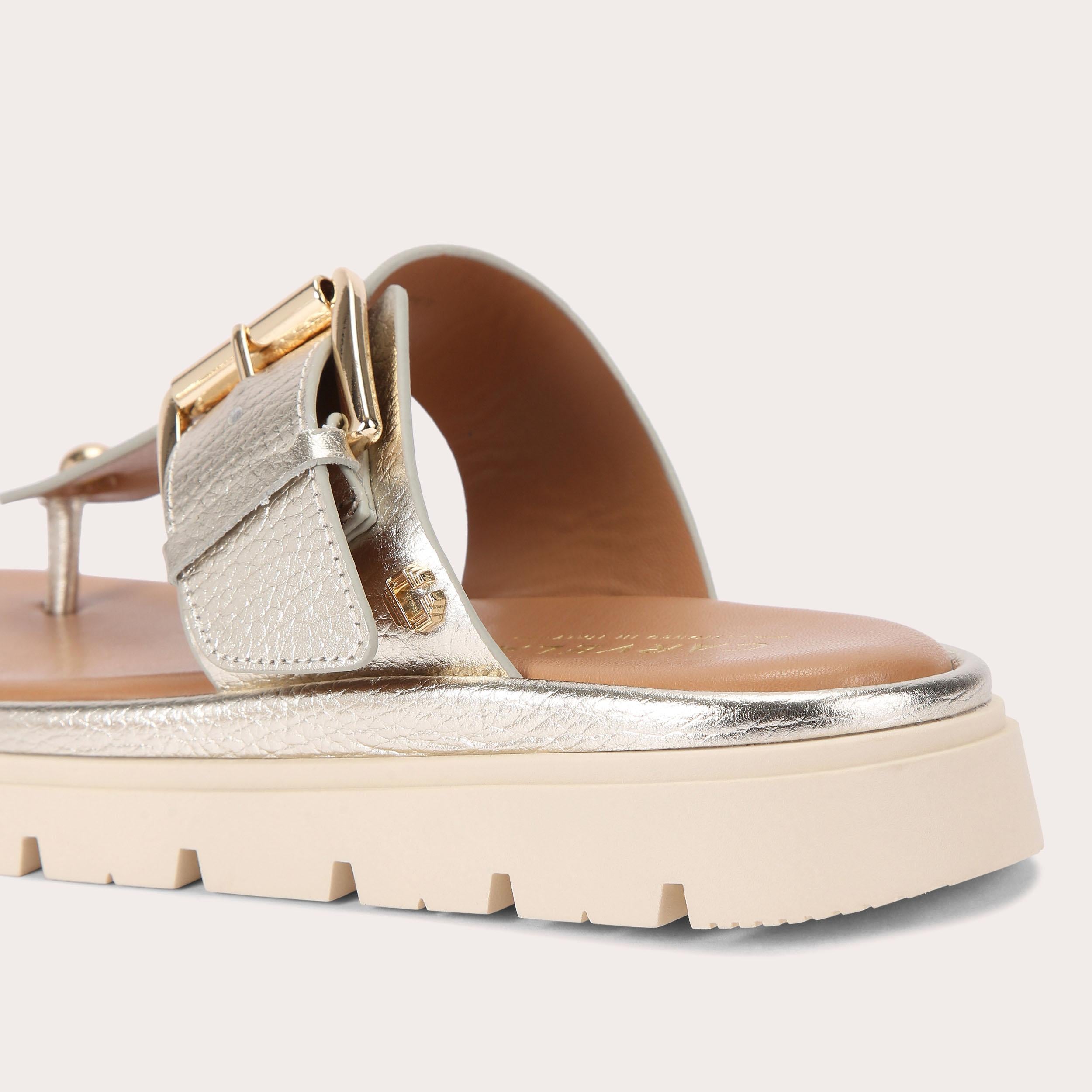 Pavilion T-Bar — Gold Leather Sandal, detail