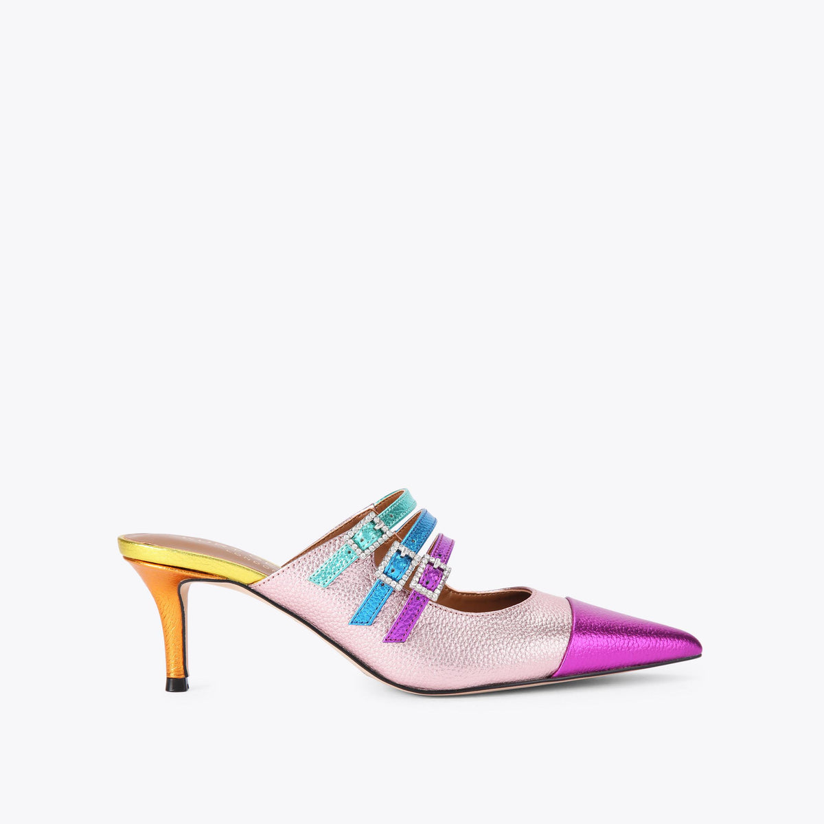 Pierra Mary Jane — Multi Leather Heeled Mule, side profile