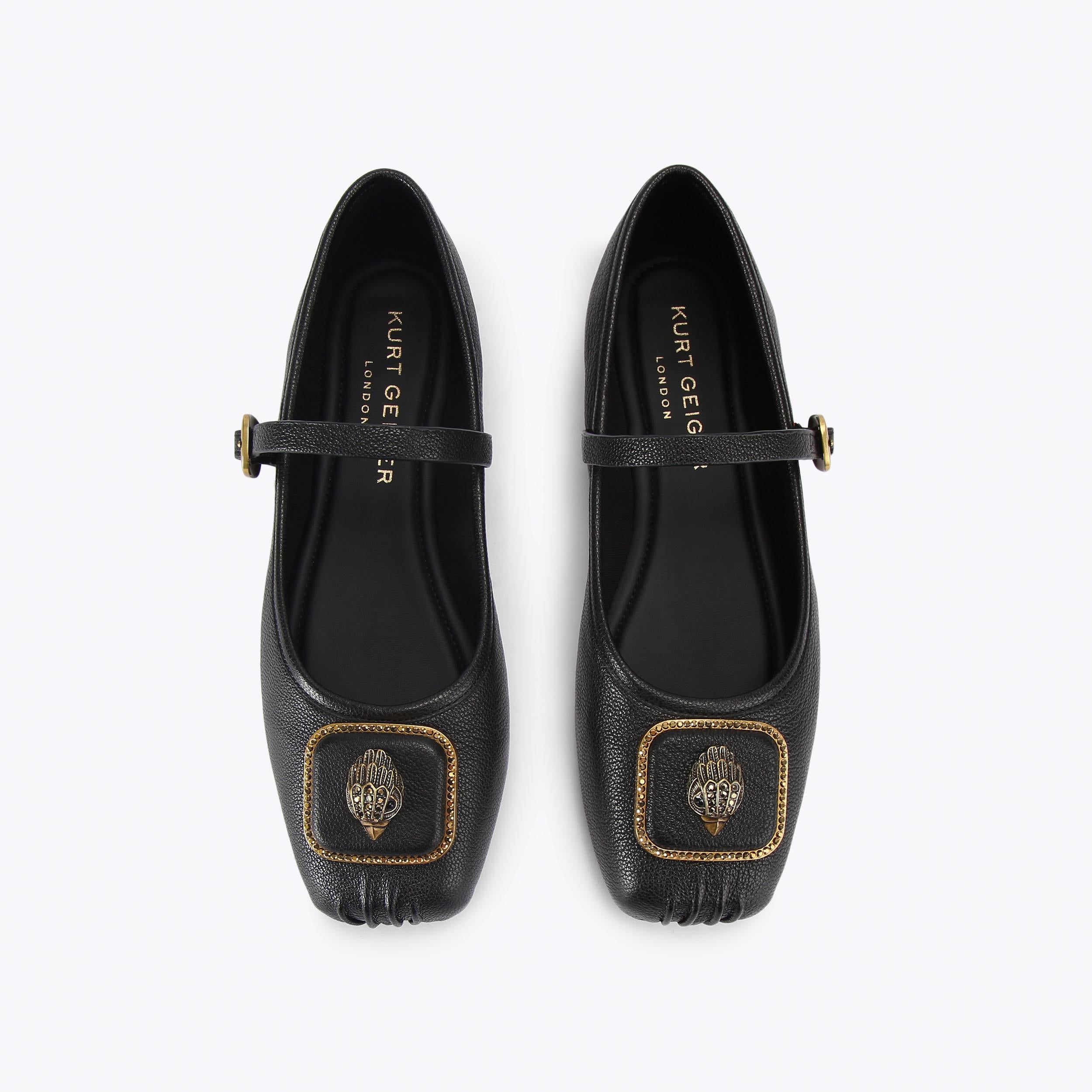 Pimlico Ballerina — Black Leather Flat, view 3