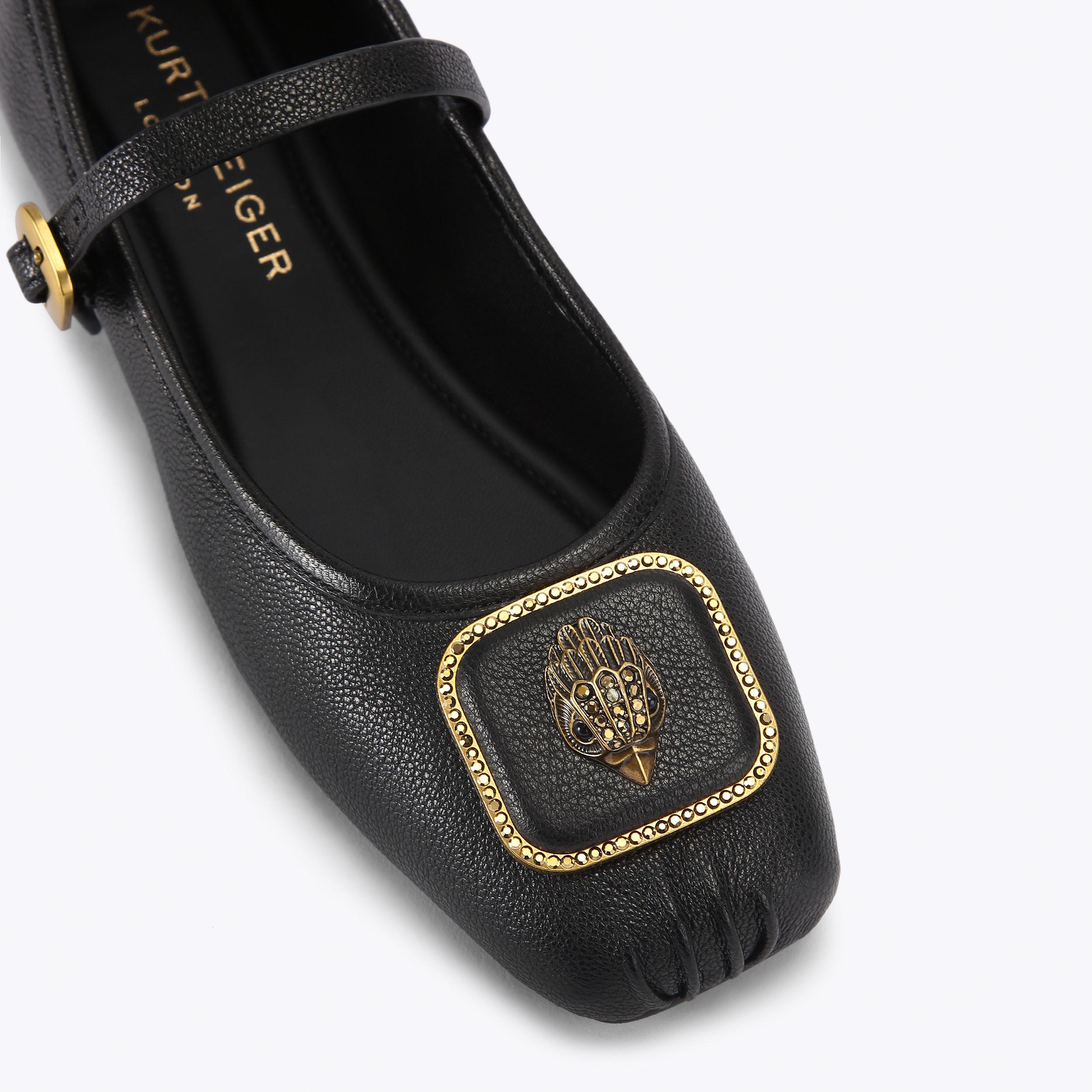 Pimlico Ballerina — Black Leather Flat, view 5