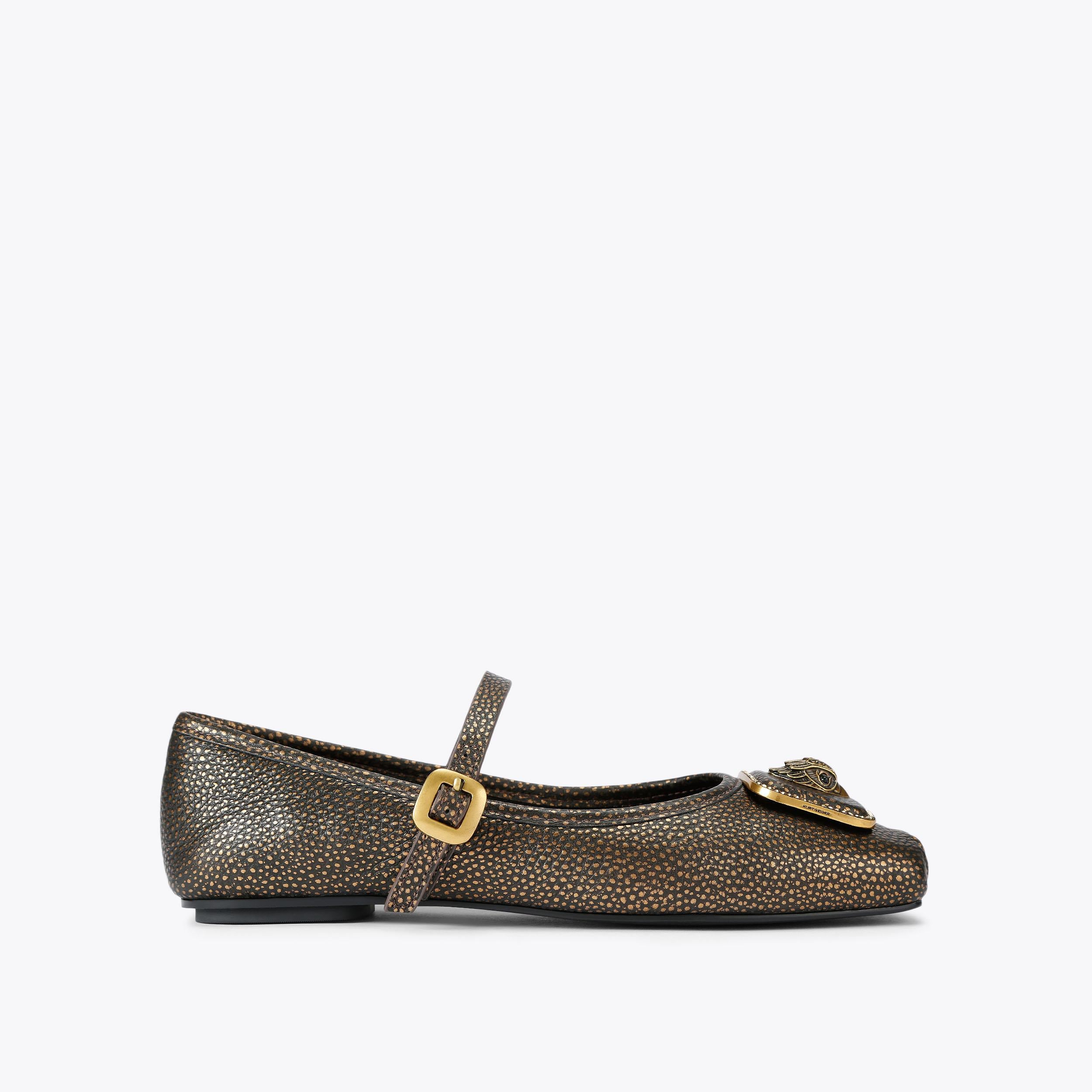 Pimlico Ballerina — Metallic Bronze Flat, side profile
