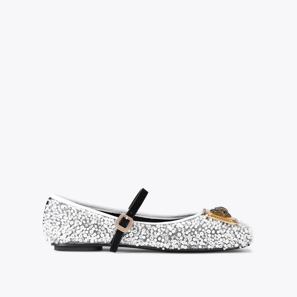 Pimlico — White Sequin Ballet Flat, side profile