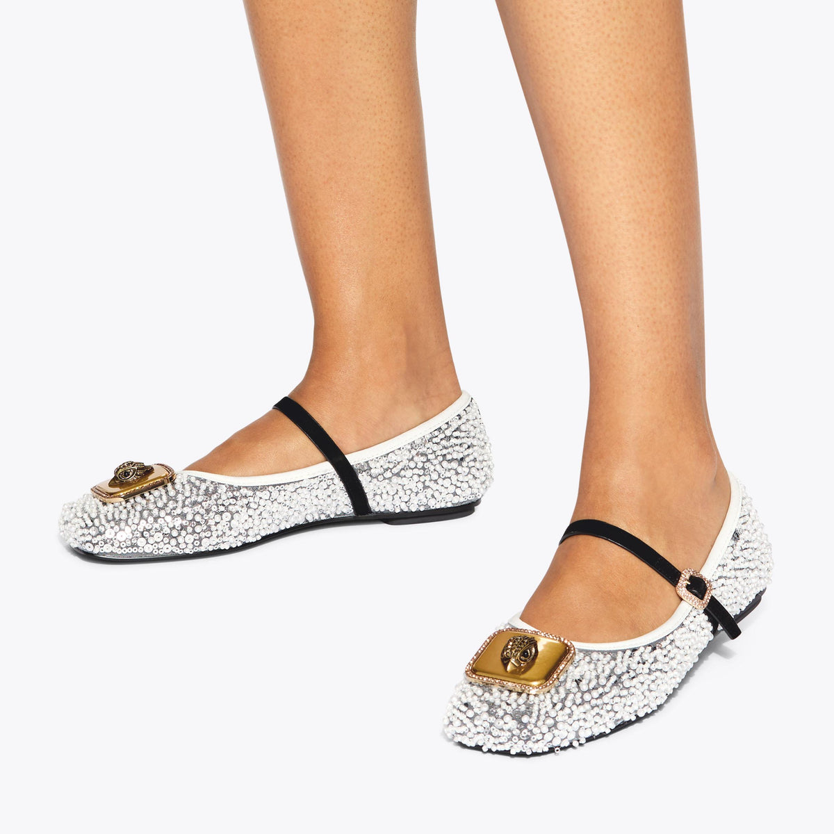 Pimlico — White Sequin Ballet Flat, worn on foot