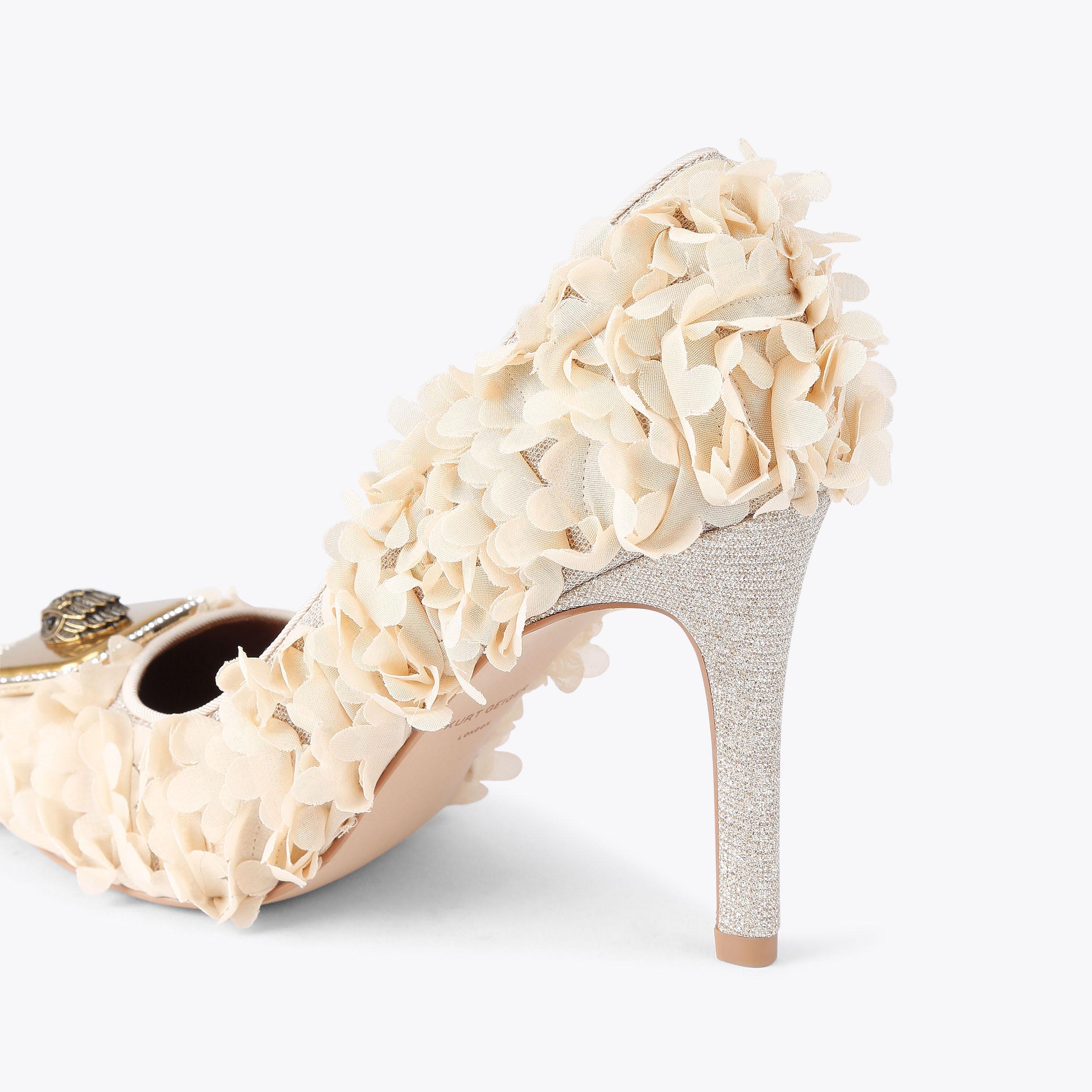 Pimlico Court — Metallic Beige Fabric Heel, detail