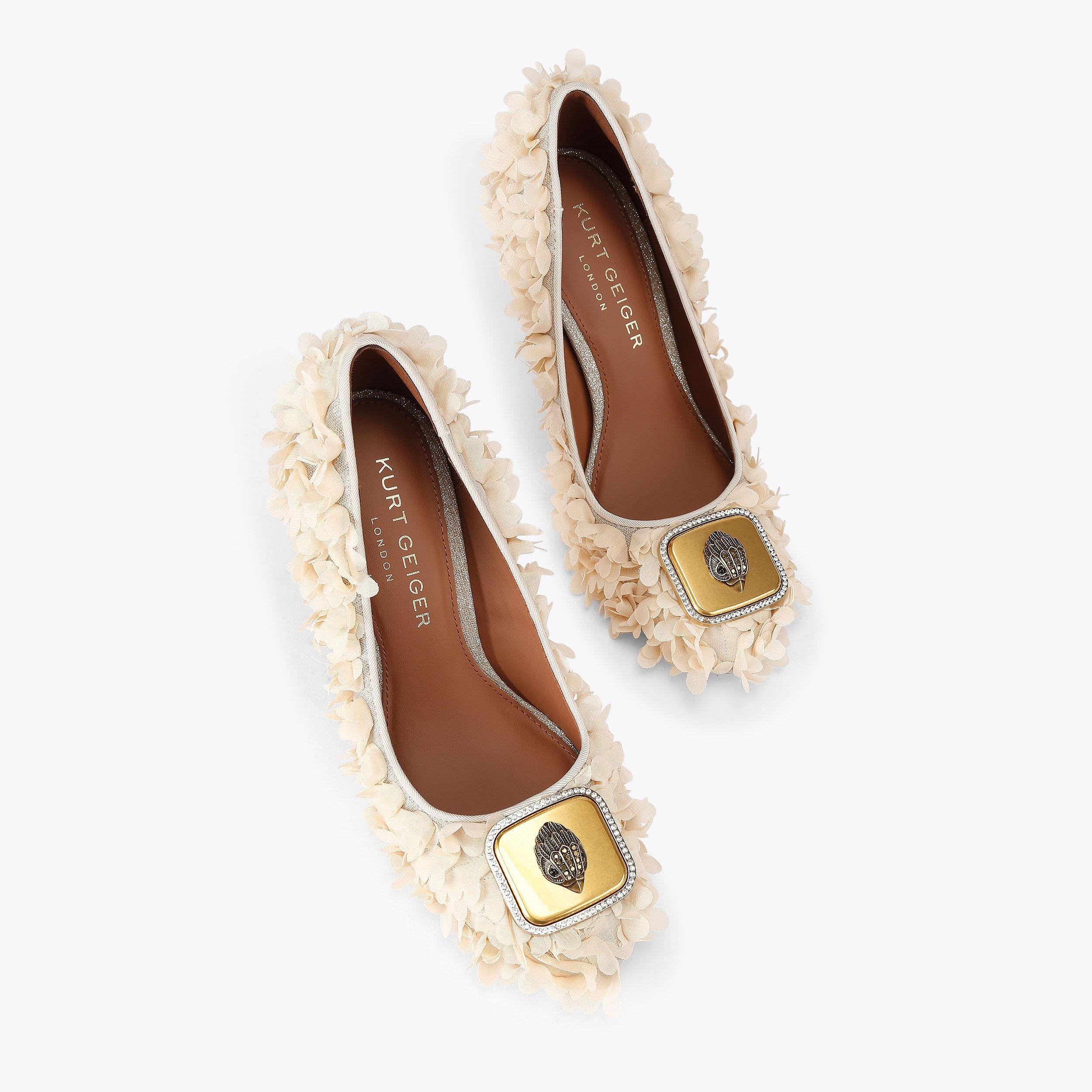 Pimlico Court — Metallic Beige Fabric Heel, view 3