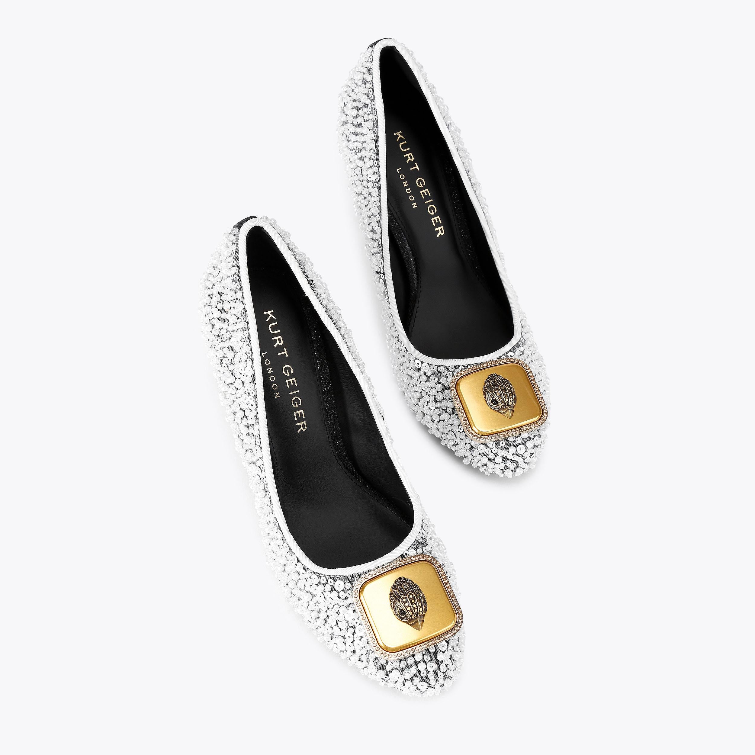 Pimlico Court — White Sequin Heel, view 3