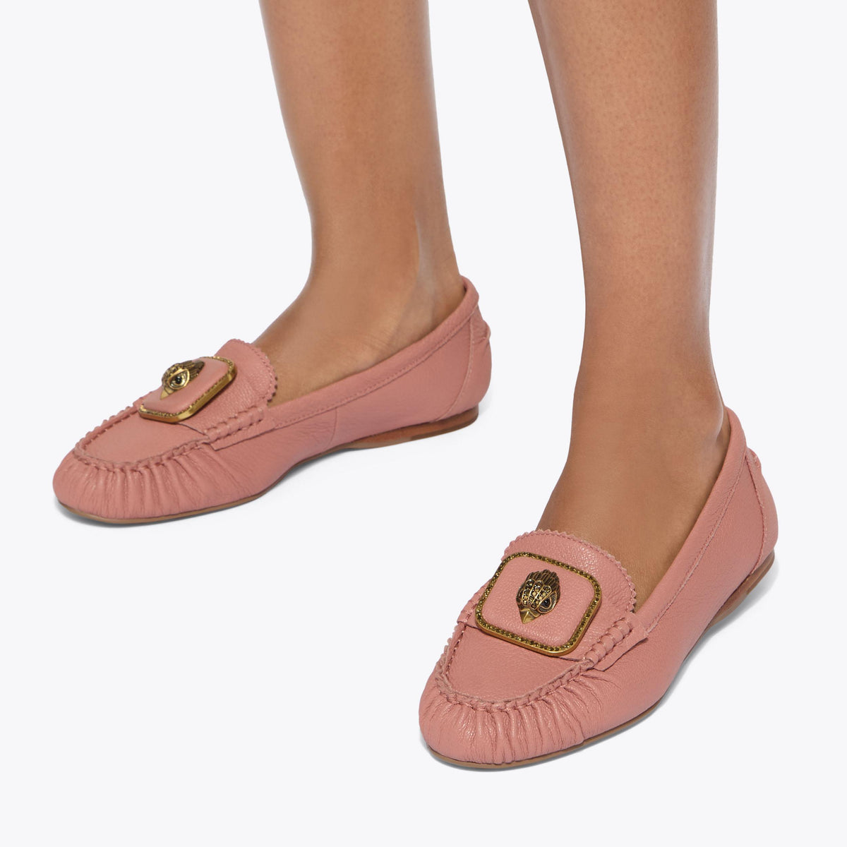 Pimlico Moccasin — Pale Pink Crystal Loafer, worn on foot