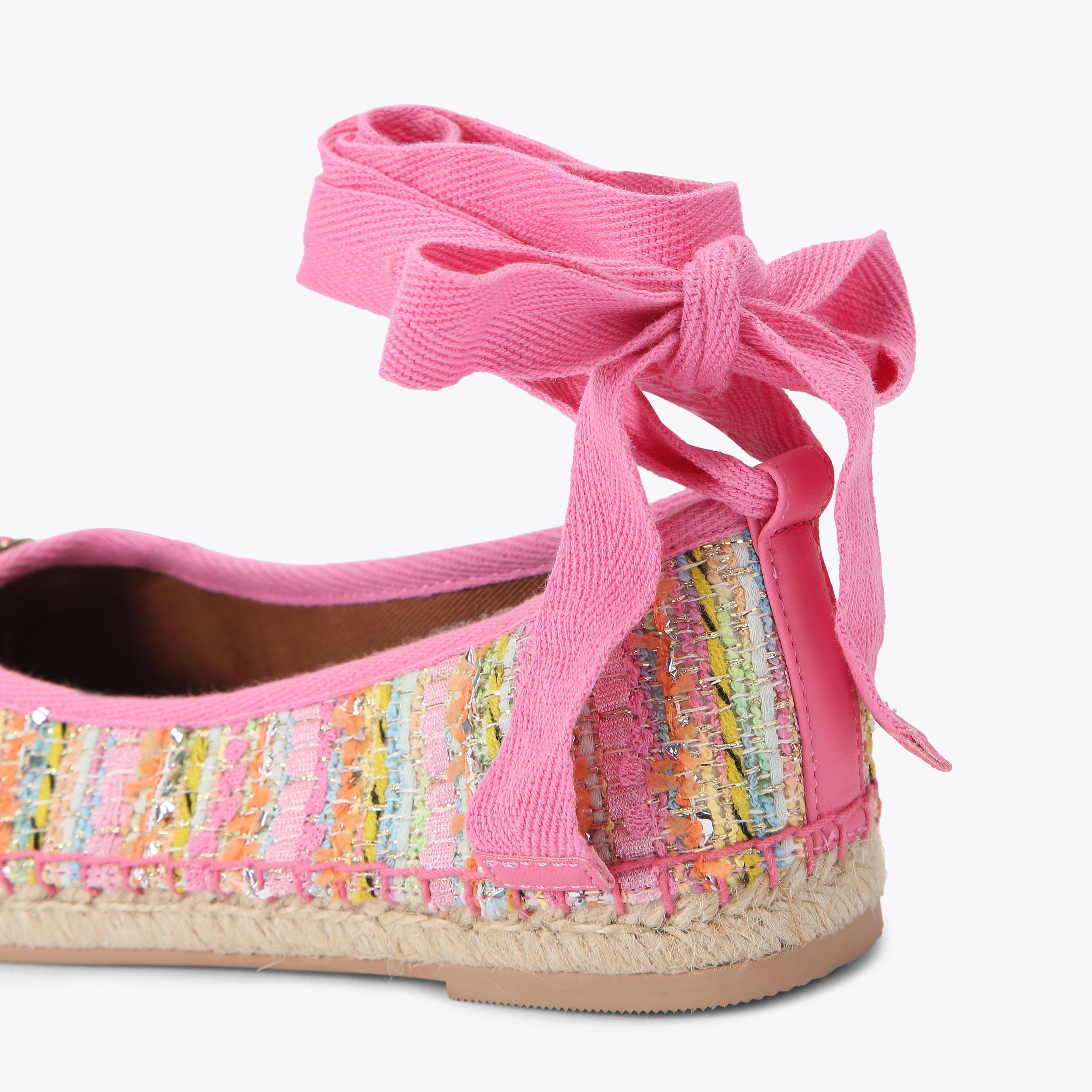 Pimlico Tie — Pink Combination Fabric Ballet Flat, detail