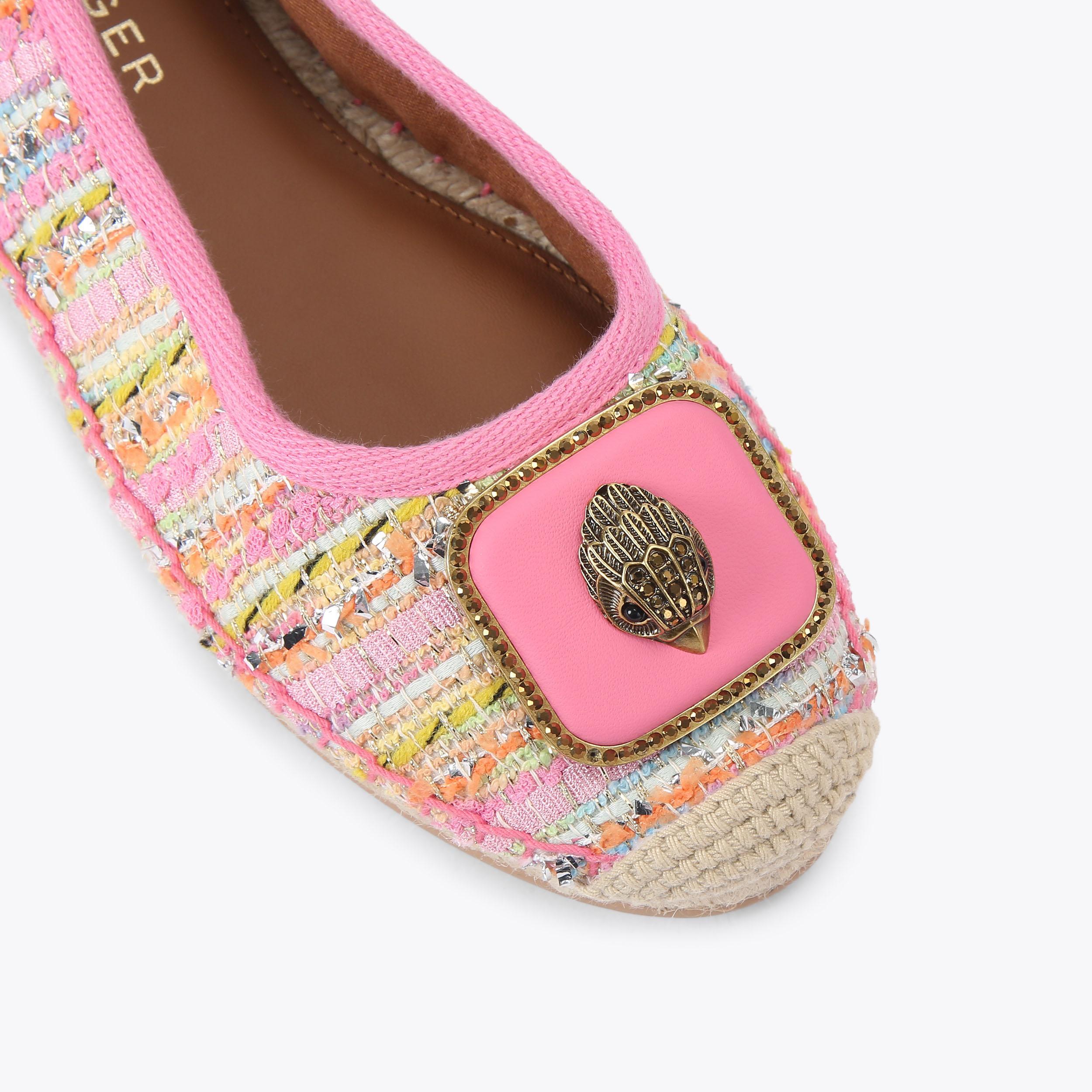 Pimlico Tie — Pink Combination Fabric Ballet Flat, view 5