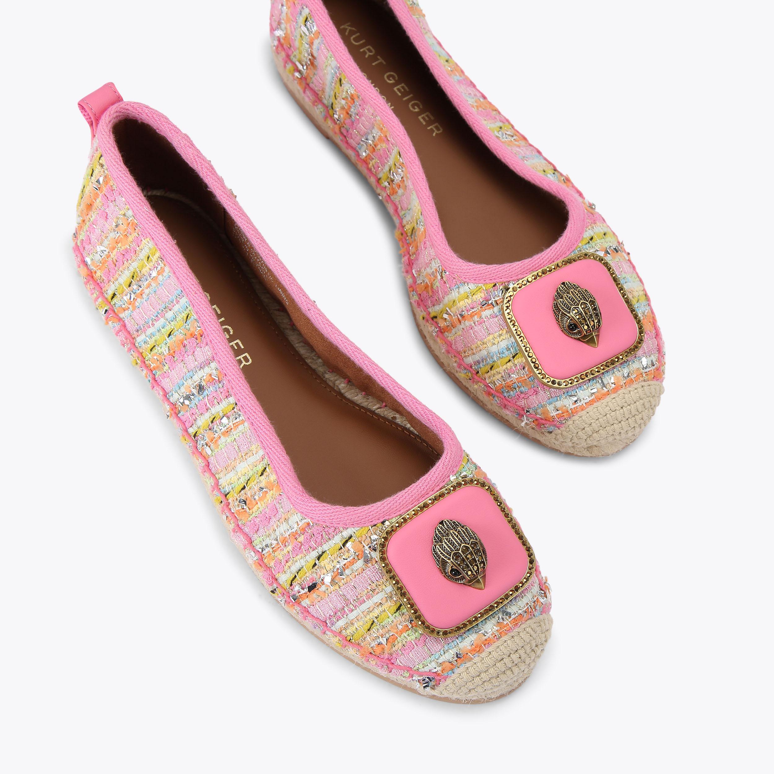 Pimlico Tie — Pink Combination Fabric Ballet Flat, view 4