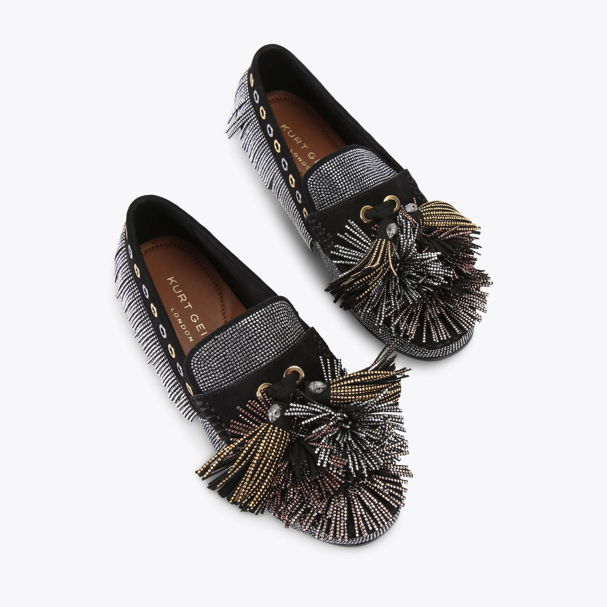 Pom Pom Moccasin — Black Suede Loafer, view 4
