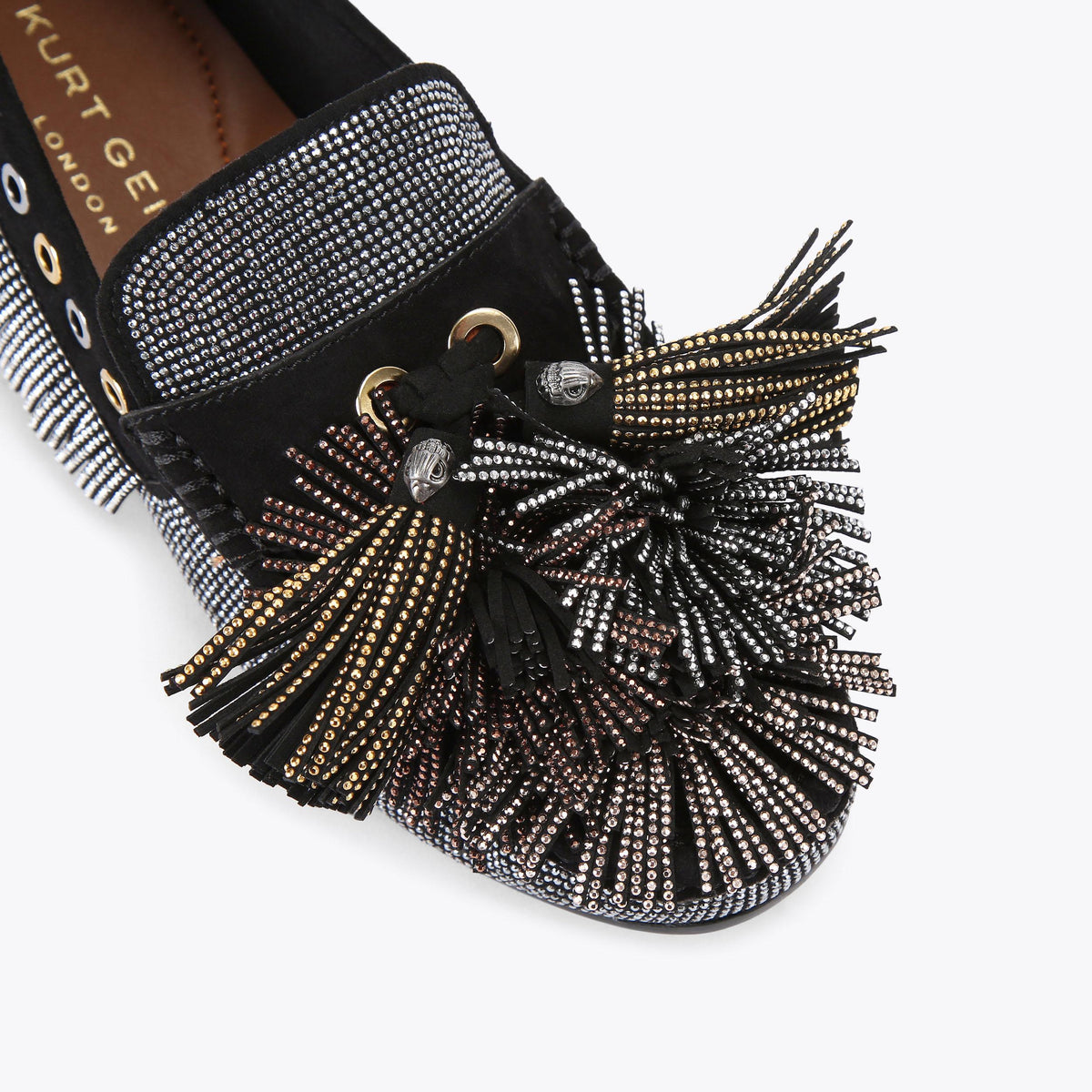 Pom Pom Moccasin — Black Suede Loafer, view 5