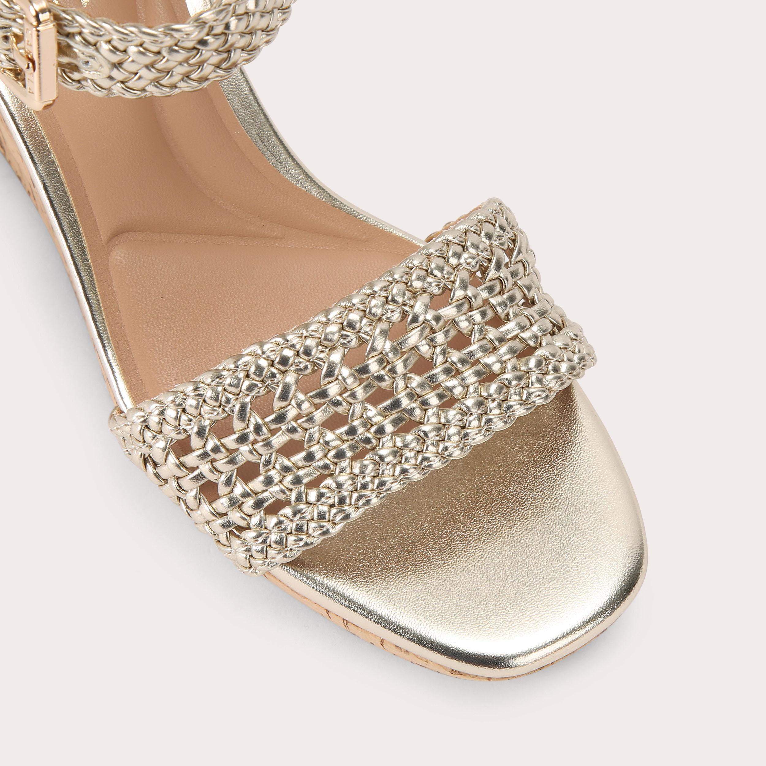 Portofino Wedge — Gold Braided Sandal, view 5
