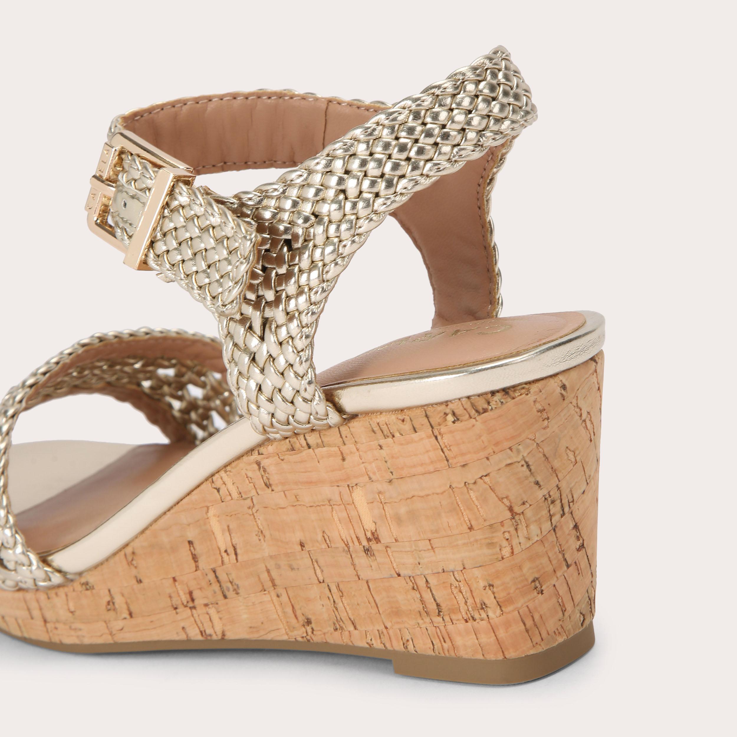 Portofino Wedge — Gold Braided Sandal, detail