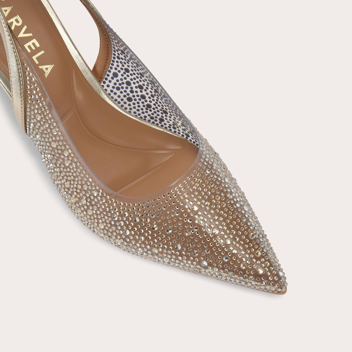 Positano — Gold Crystal Vinyl Sling Back Heel, view 5