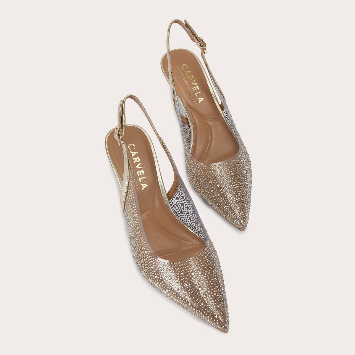 Positano — Gold Crystal Vinyl Sling Back Heel, view 4