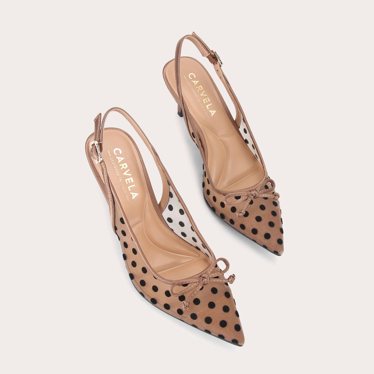 Positano Sling Low — Nude Polka Dot Slingback Heel, view 4
