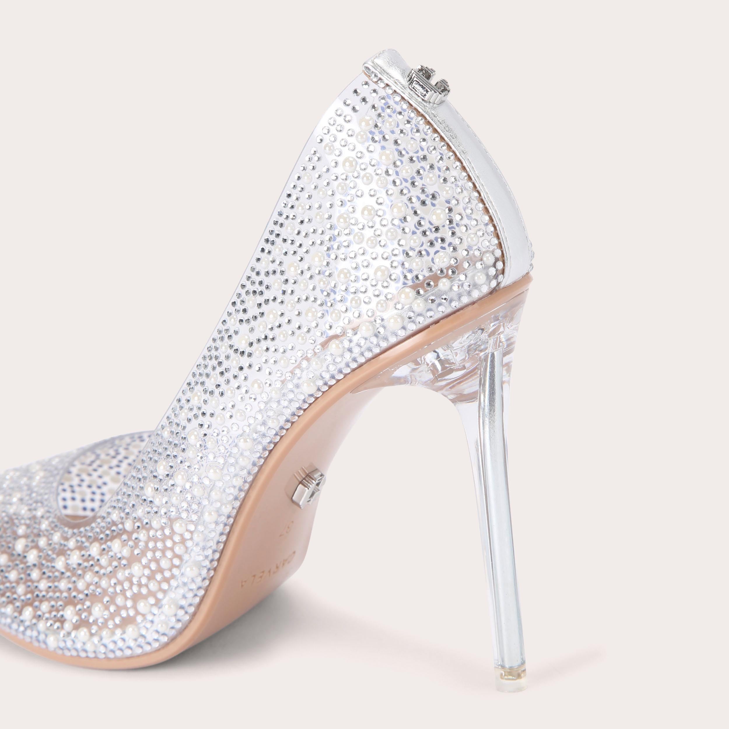 Positano Vinyl Court — Silver Crystal Court Shoe, detail