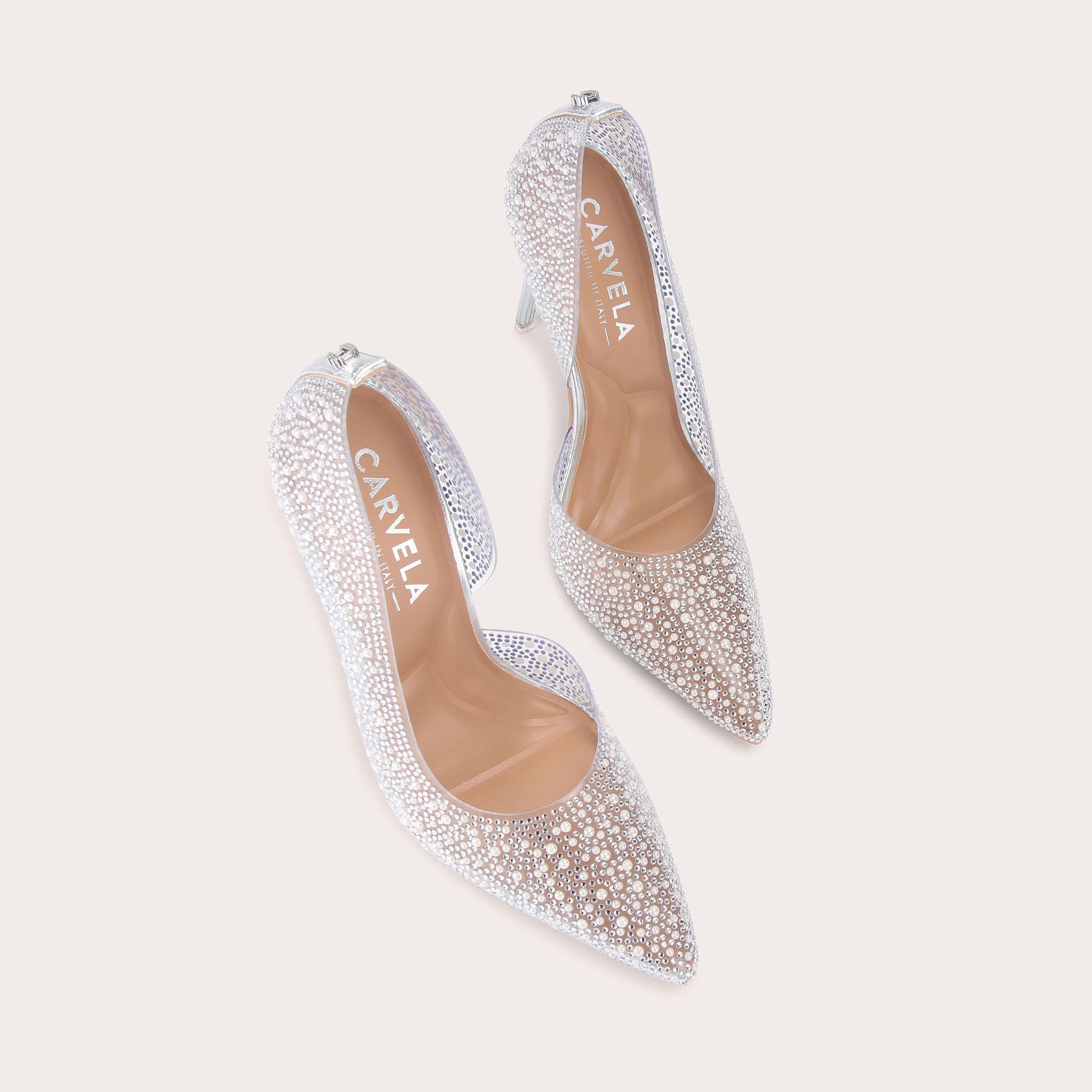 Positano Vinyl Court — Silver Crystal Court Shoe, view 4